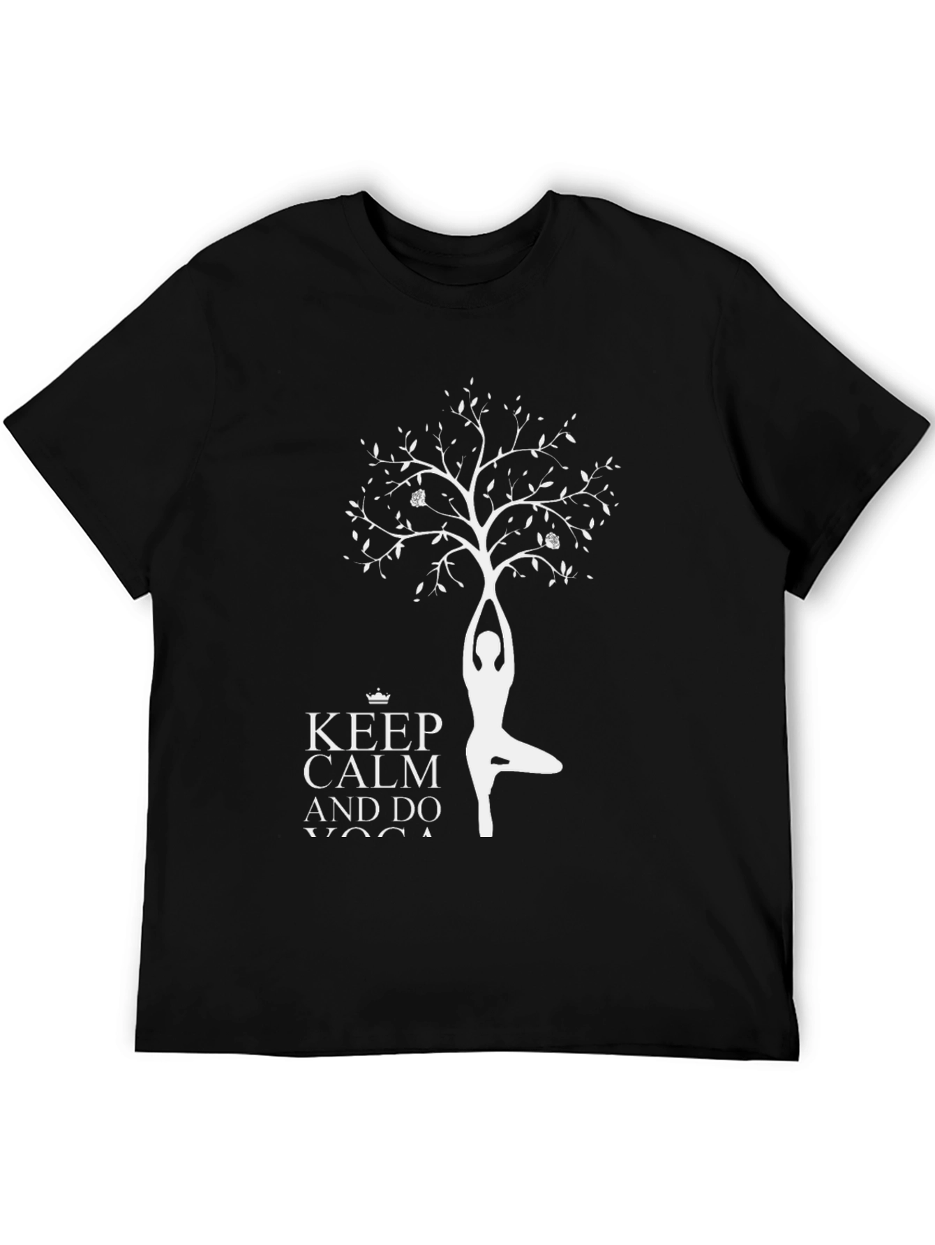 Black Yoga Tree T-Shirt - Keep Calm and Do Yoga Tee view 5