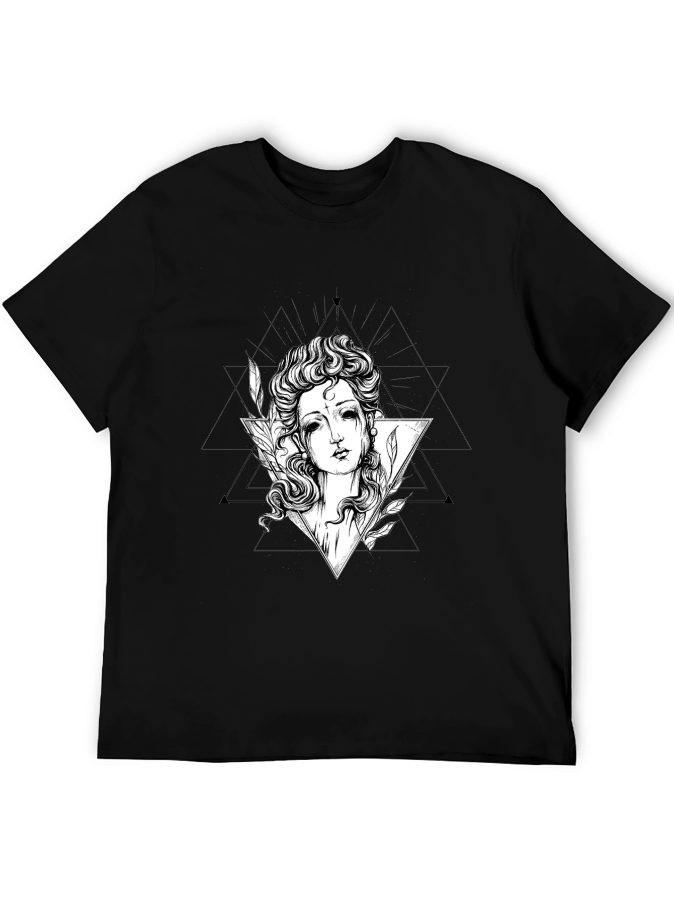 Black Gothic Goddess Graphic Tee - Black Cotton T-Shirt view 5