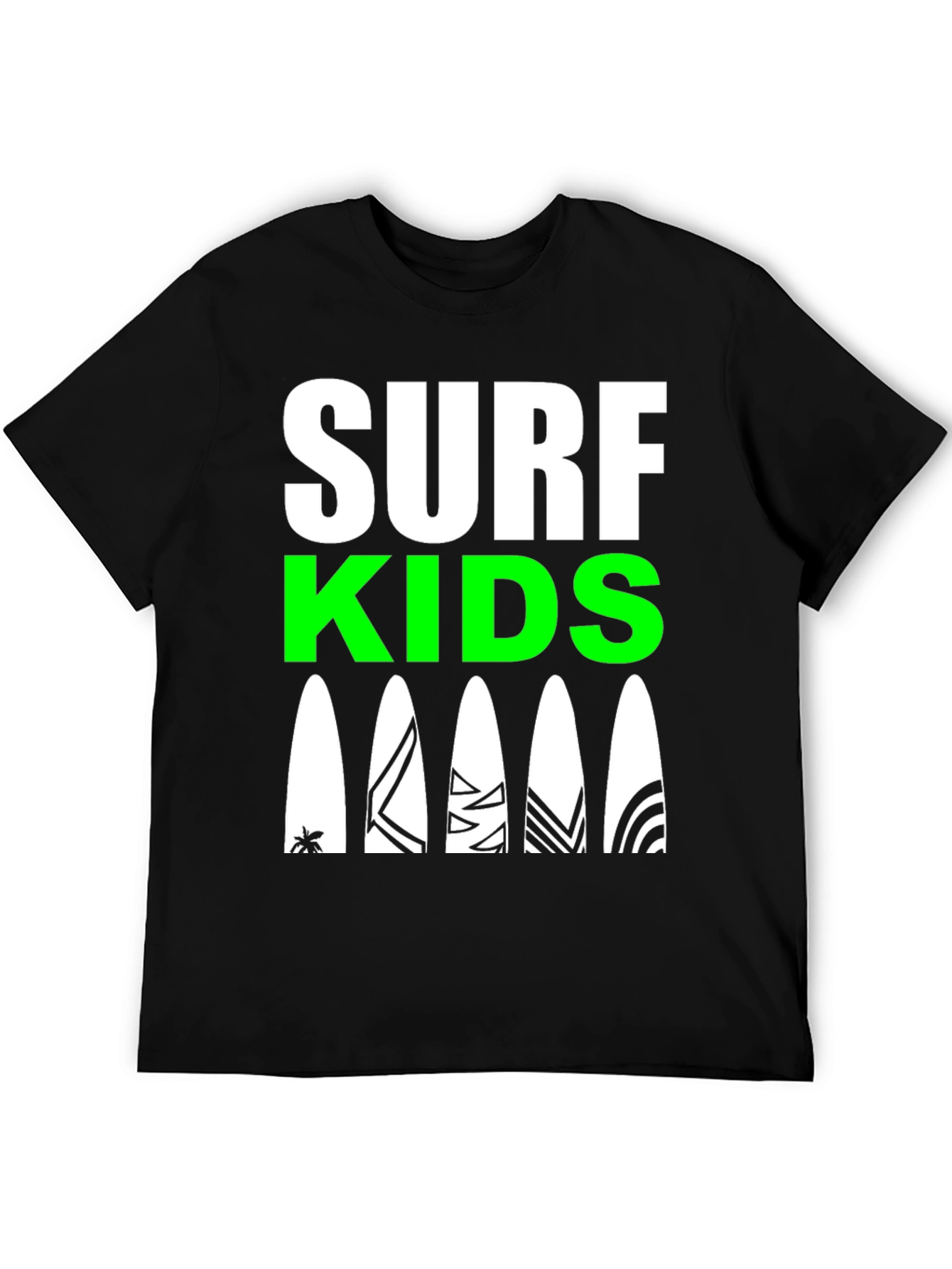Black Surf Kids Graphic Tee - Black Cotton Surfboard Design view 5