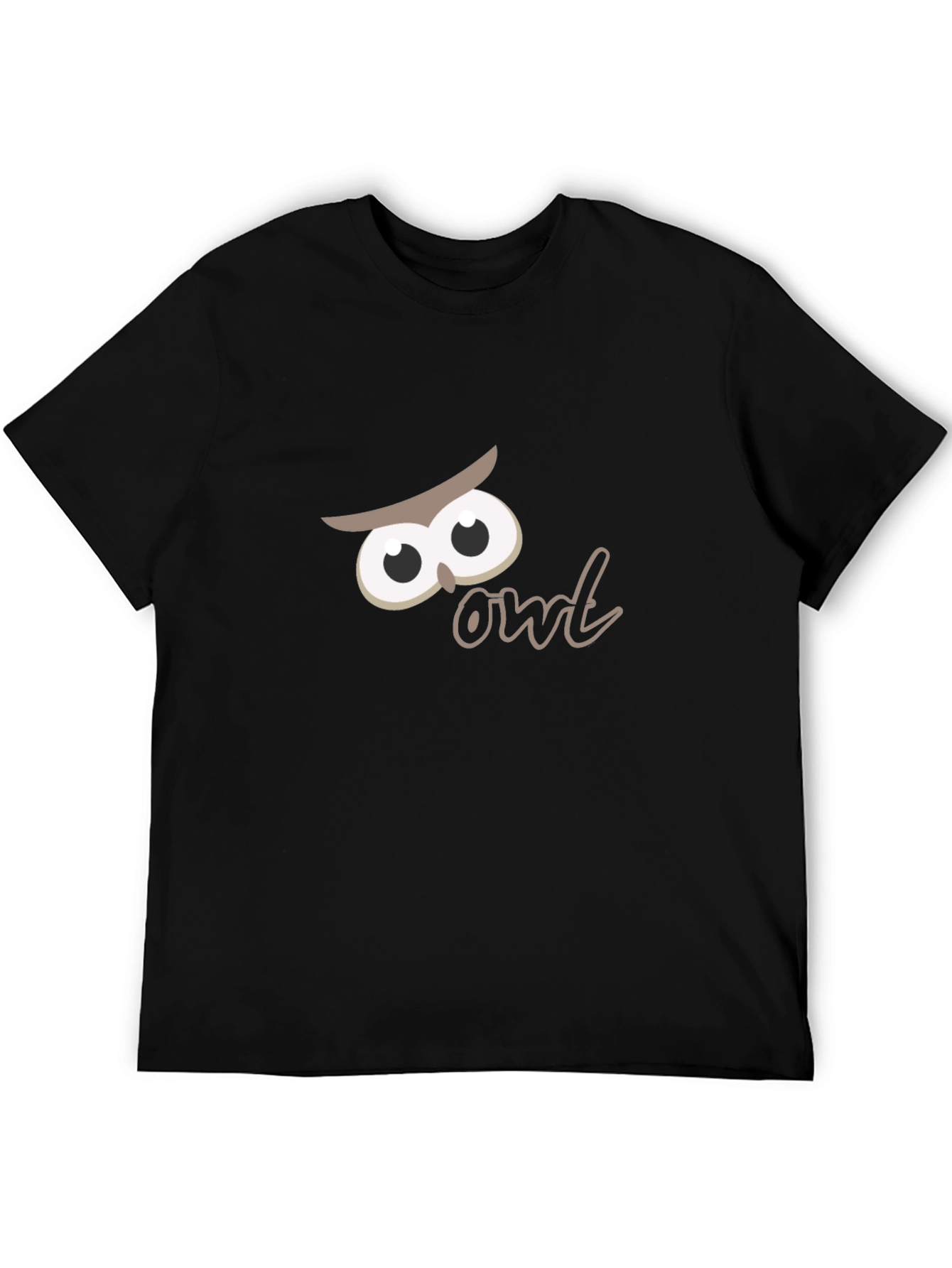 Black Whimsical Owl Graphic Black T-Shirt view 5