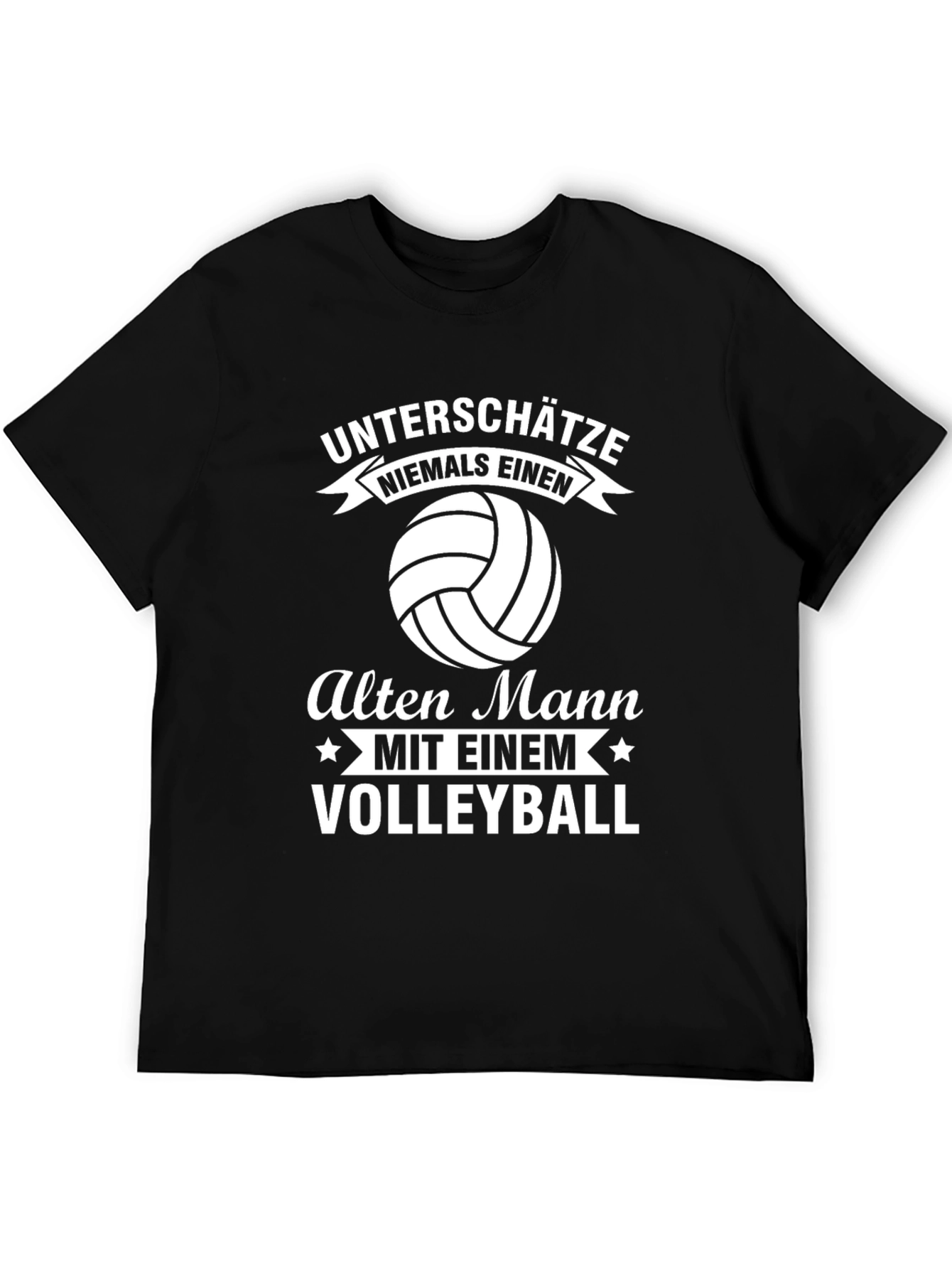 Black Never Underestimate Old Man Volleyball Black T-Shirt view 5