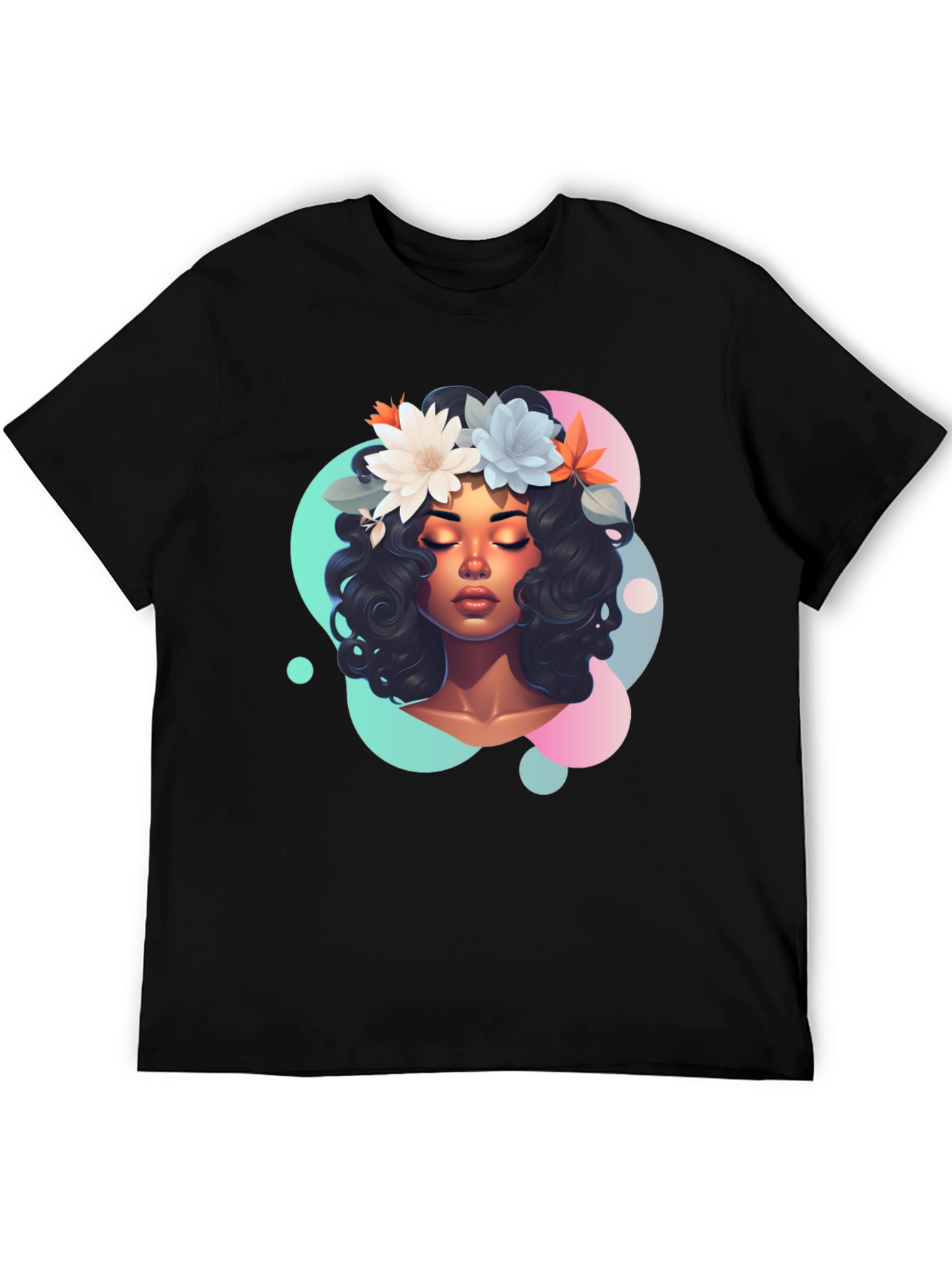 Black Floral Dream T-Shirt - Women's Graphic Tee view 5