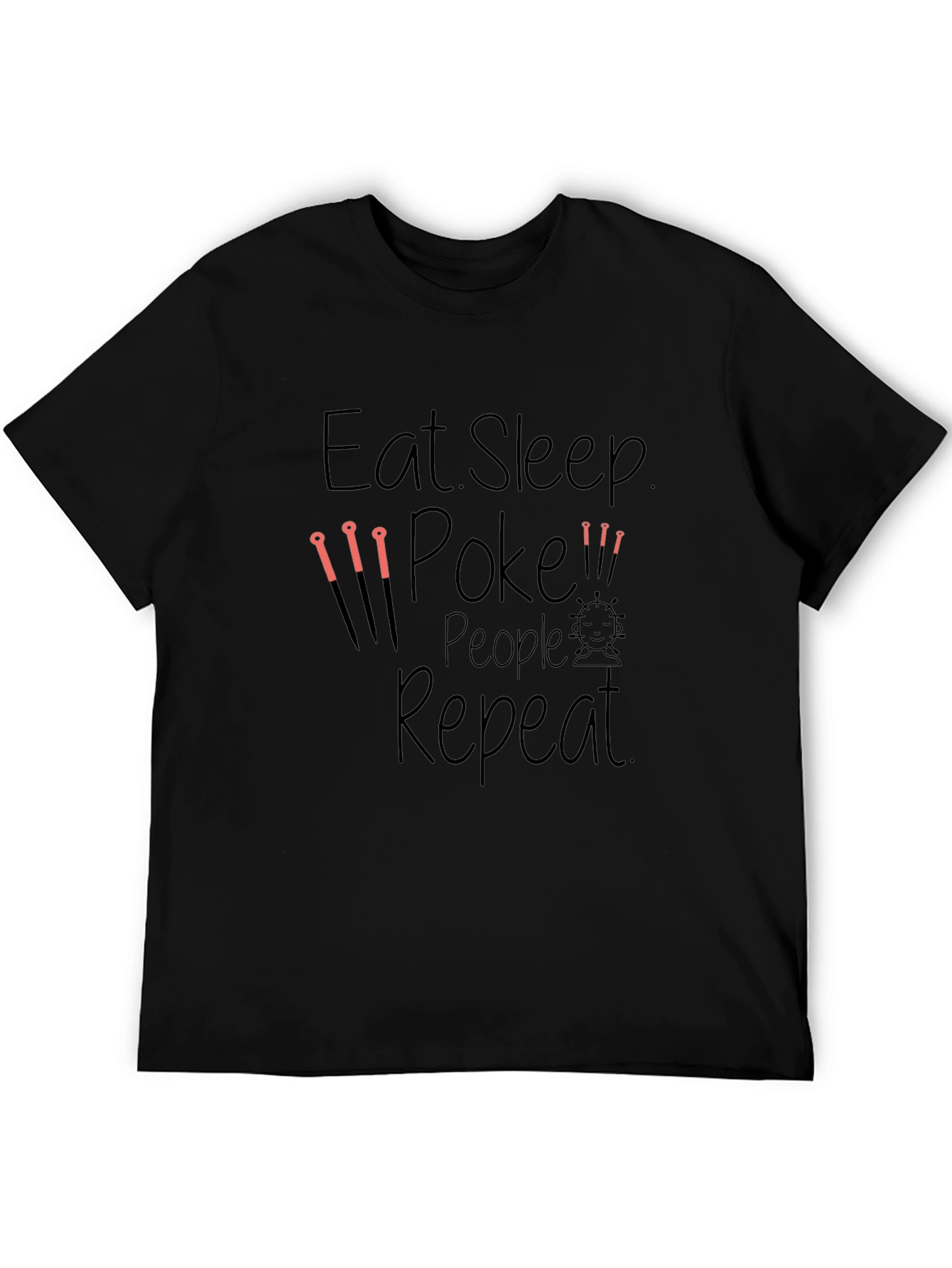Black Eat Sleep Poke People Repeat Black T-Shirt view 5