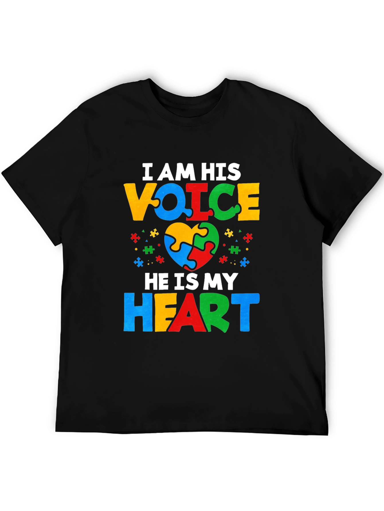 Black Autism Awareness T-Shirt - I Am His Voice view 5