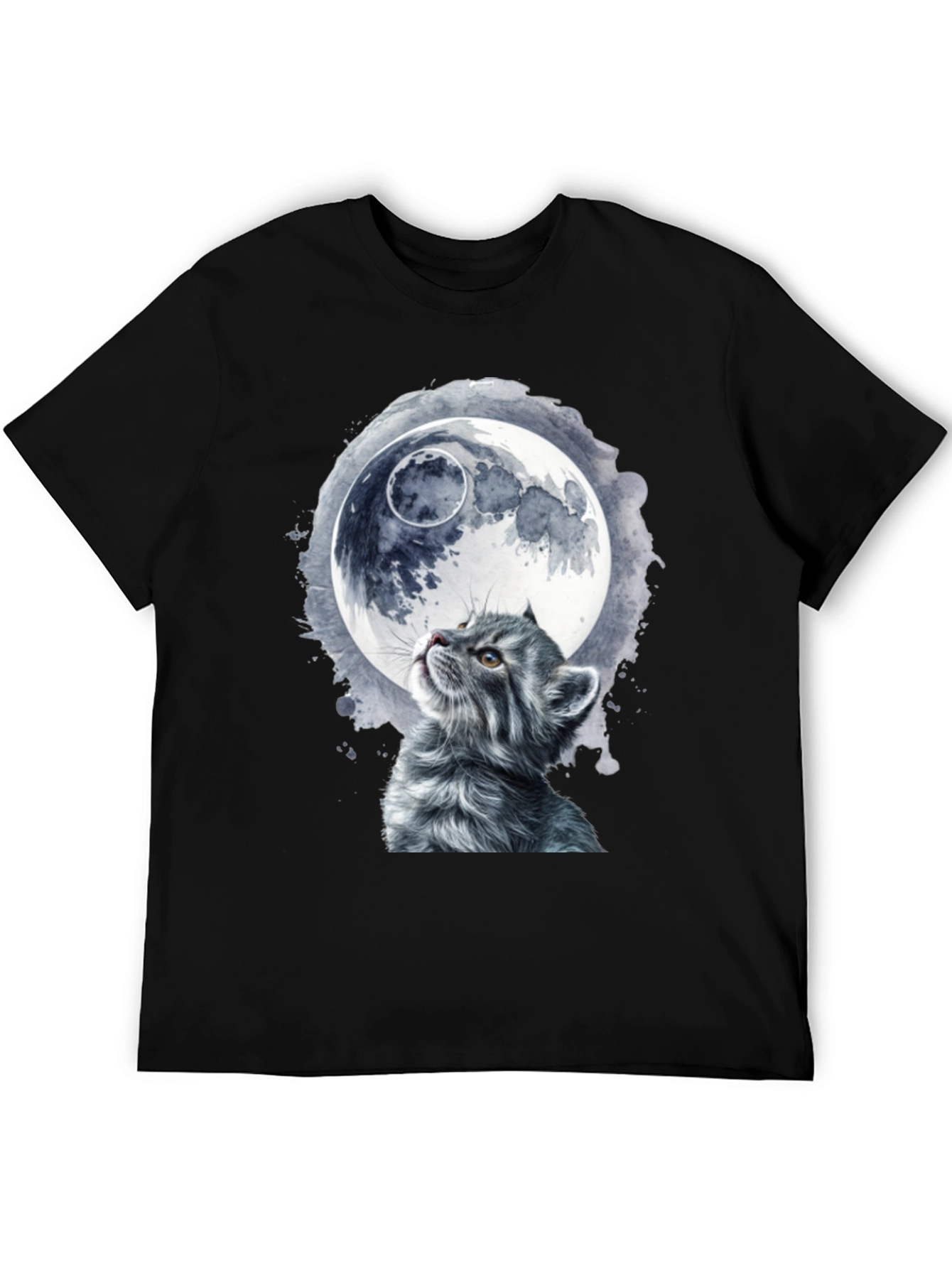 Black Cat & Moon Graphic T-Shirt - Unique Black Tee view 5