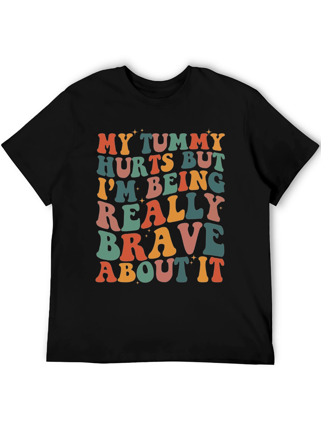 Black Funny Tummy Hurts Brave Graphic Tee view 5