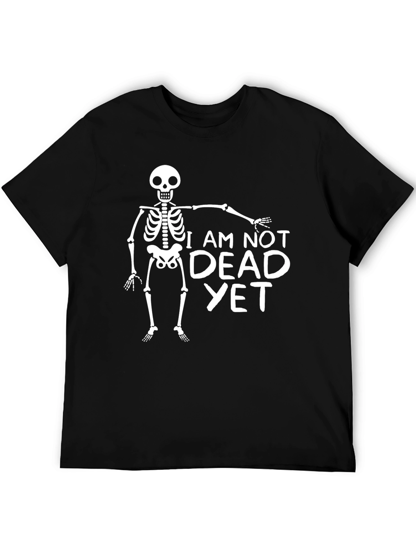 Black Humorous "I Am Not Dead Yet" Skeleton T-Shirt view 5