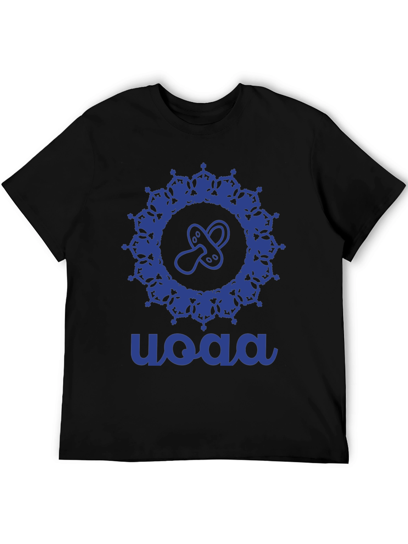 Black Stylish Blue Baby Pacifier Mandala Black T-Shirt view 5