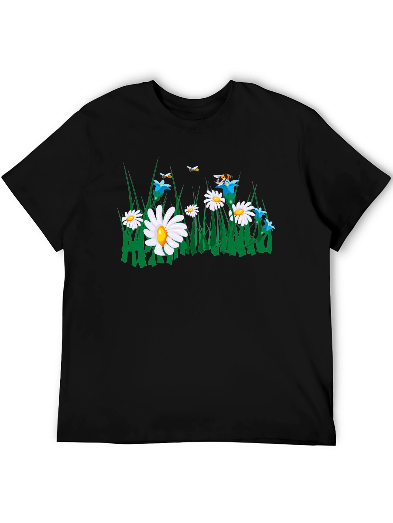 Black Daisy & Bee Graphic Tee - Black Cotton Blend view 5