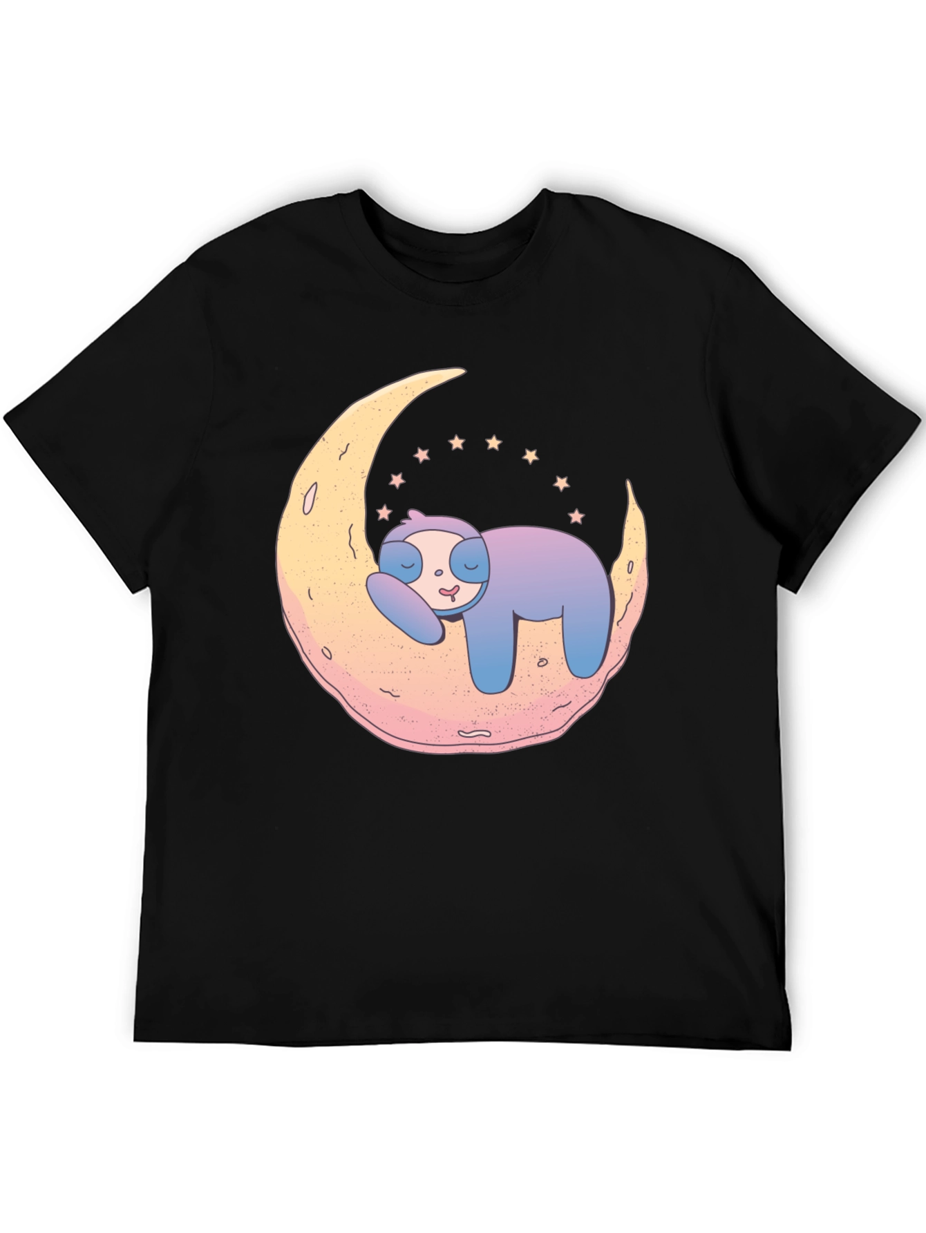 Black Dreamy Sloth on Moon Graphic Tee - Black view 5
