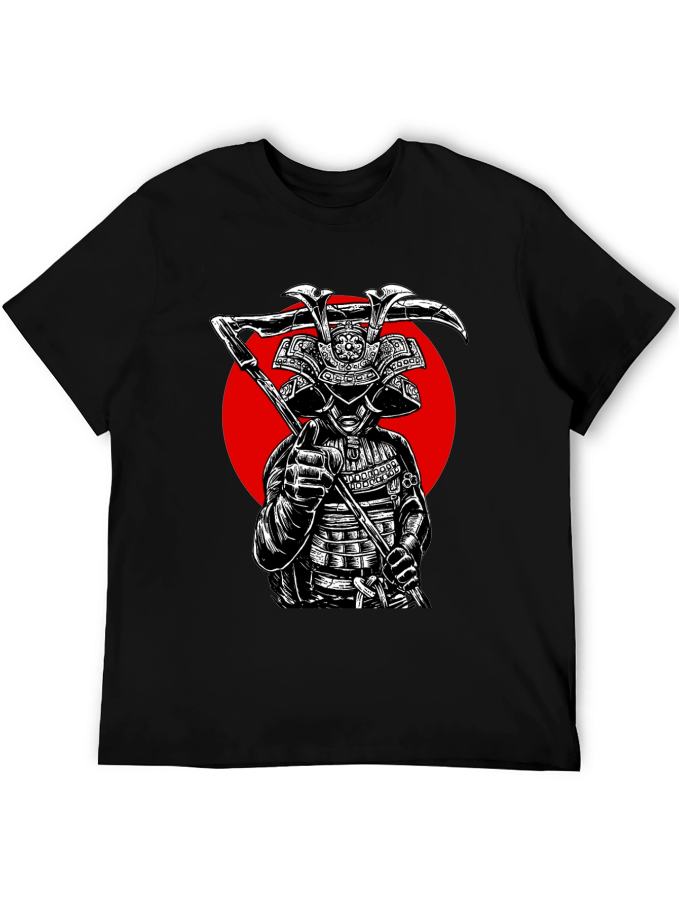 Black Samurai Warrior Graphic Tee - Black Cotton T-Shirt view 5