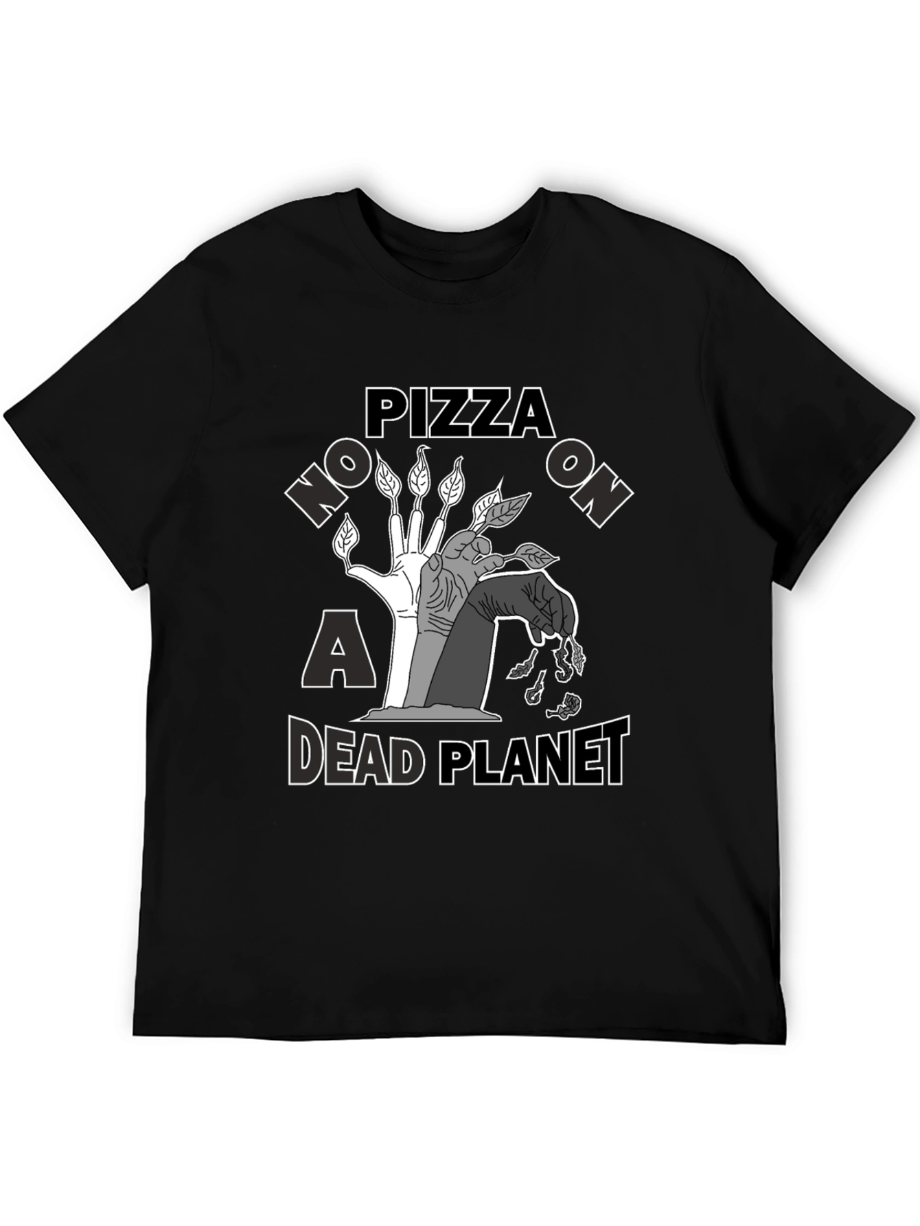 Black Pizza on a Dead Planet Graphic T-Shirt view 5