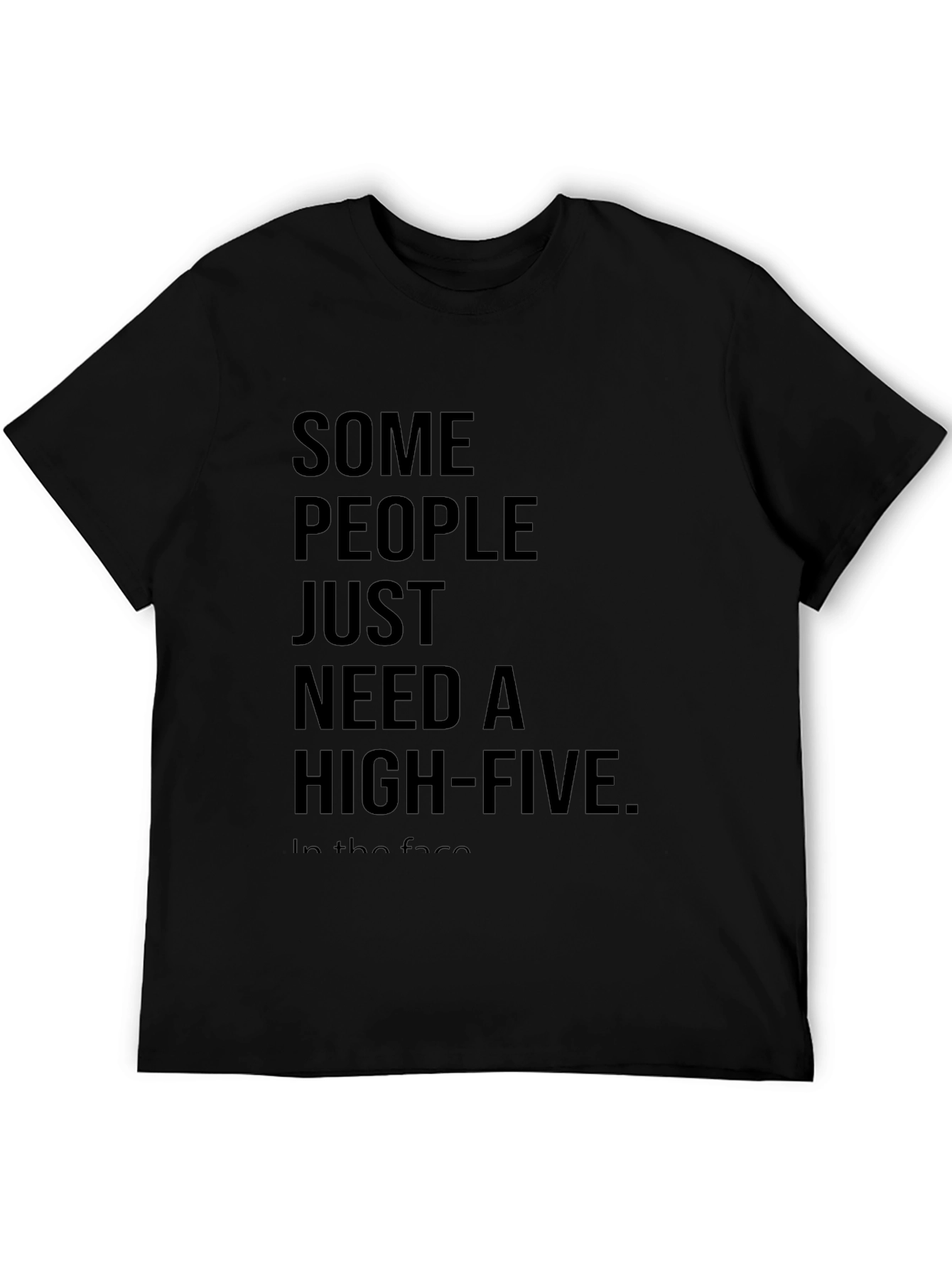 Black Sarcastic High-Five Black Cotton T-Shirt view 5