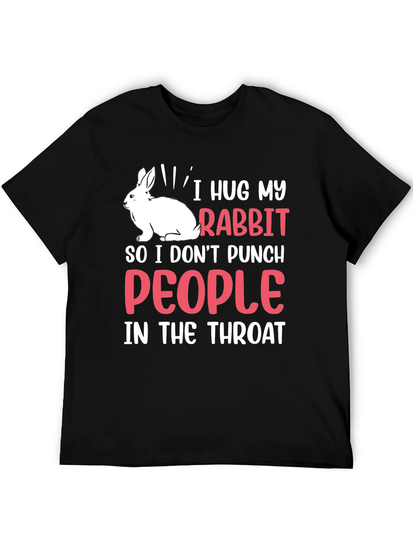 Black I Hug My Rabbit Funny T-Shirt view 5