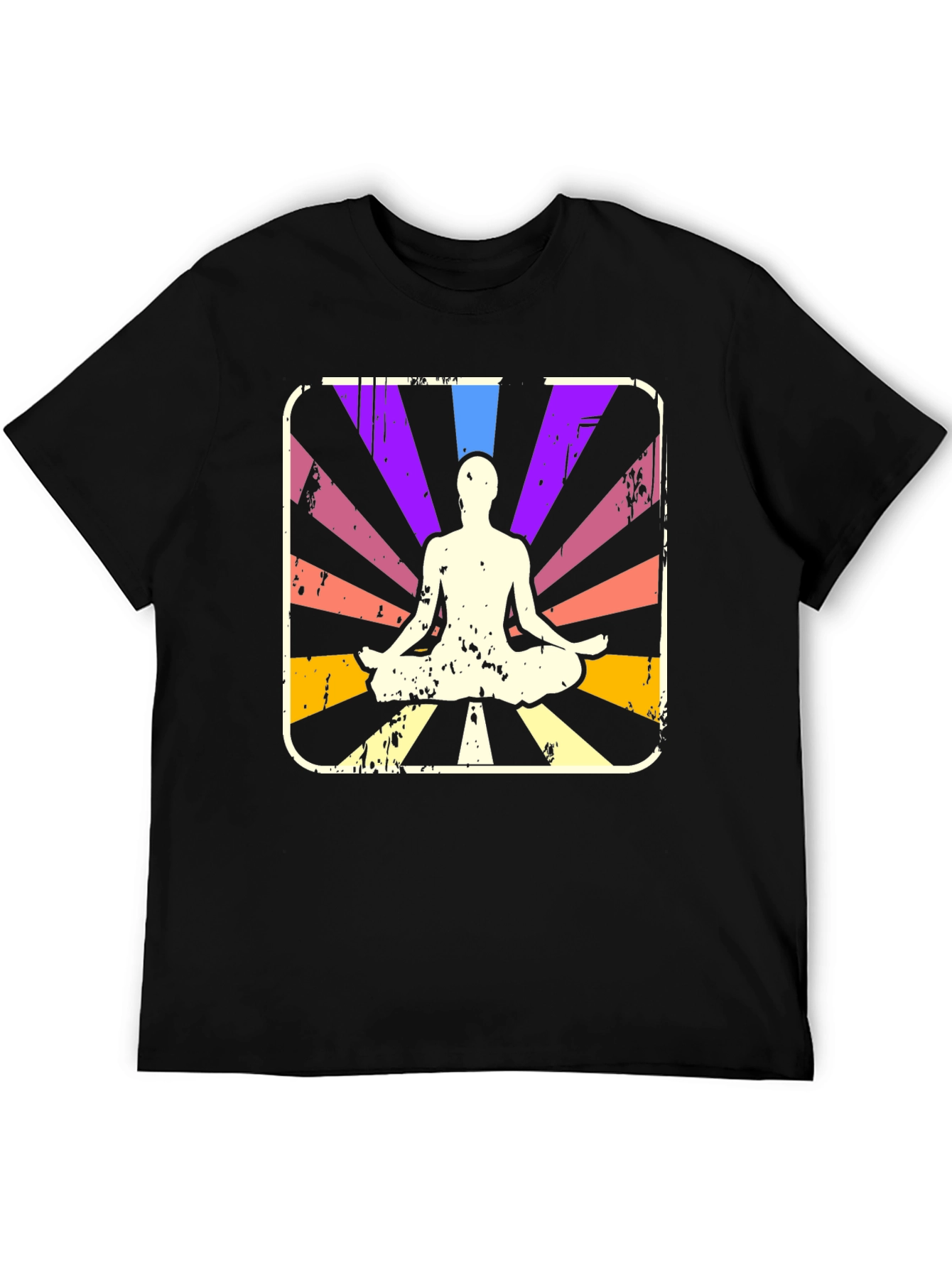 Black Yoga Meditation Graphic Tee - Retro Style view 5