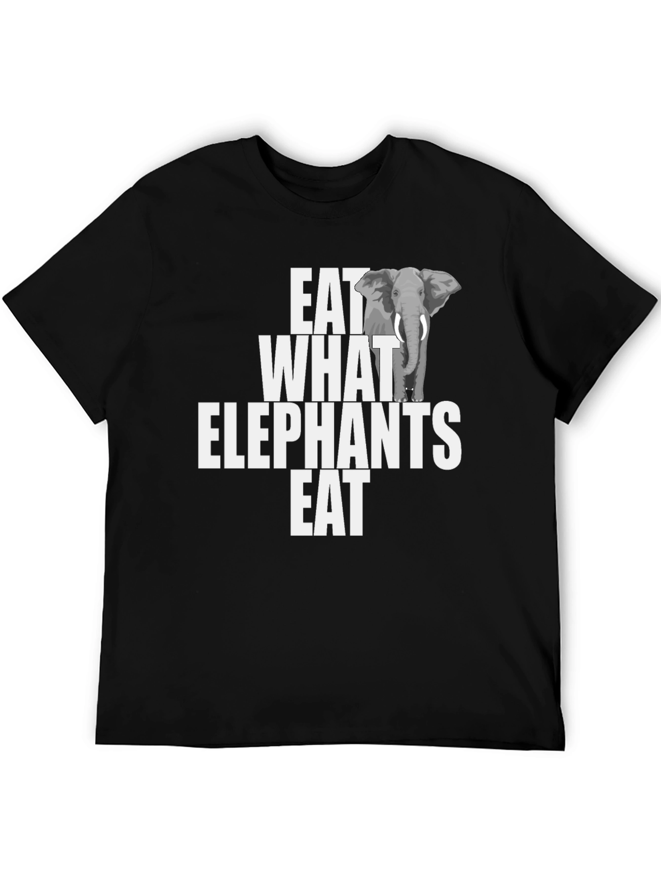 Black Eat What Elephants Eat Funny Graphic T-Shirt view 5