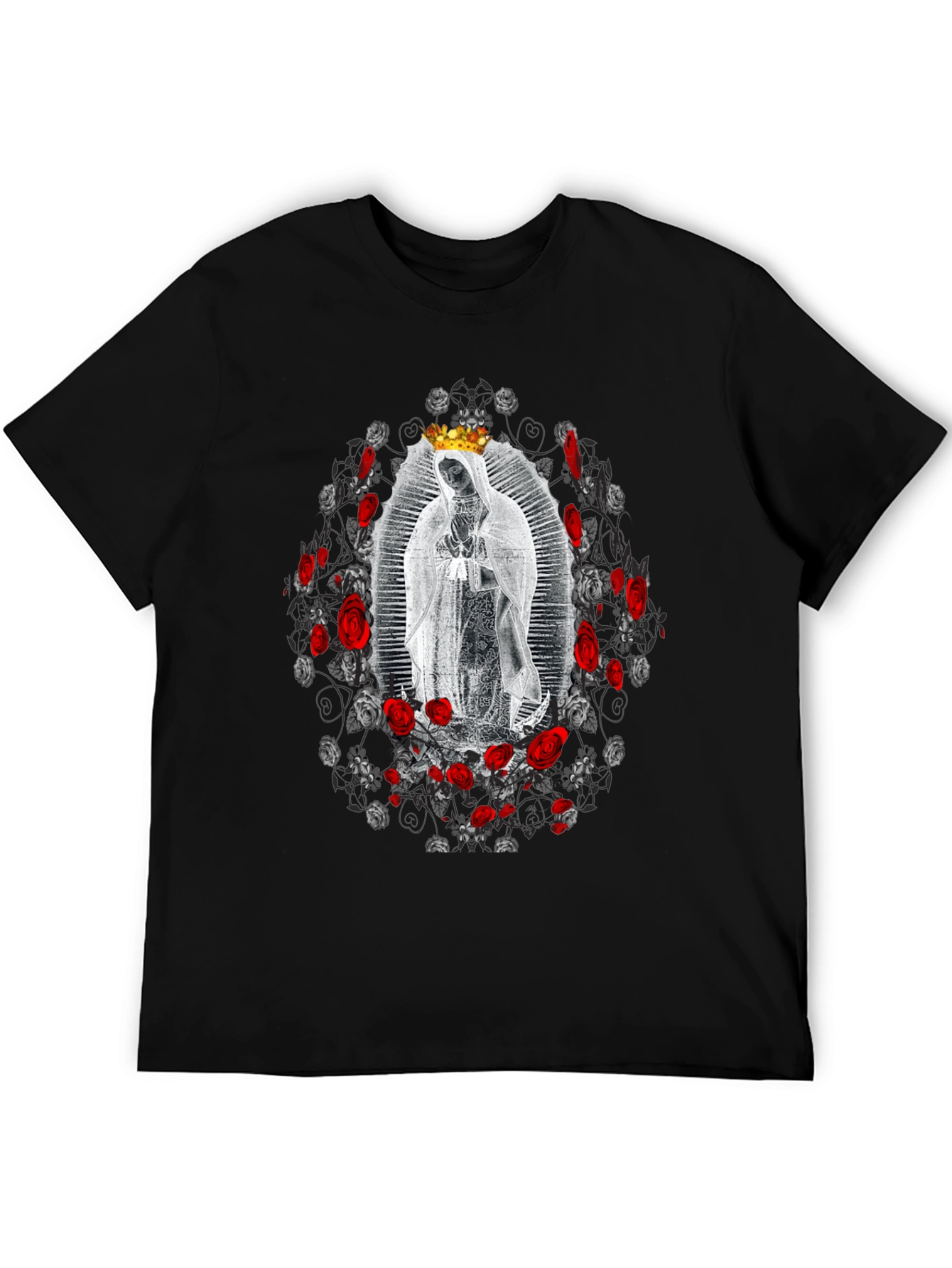 Black Guadalupe Rose Graphic Tee view 5