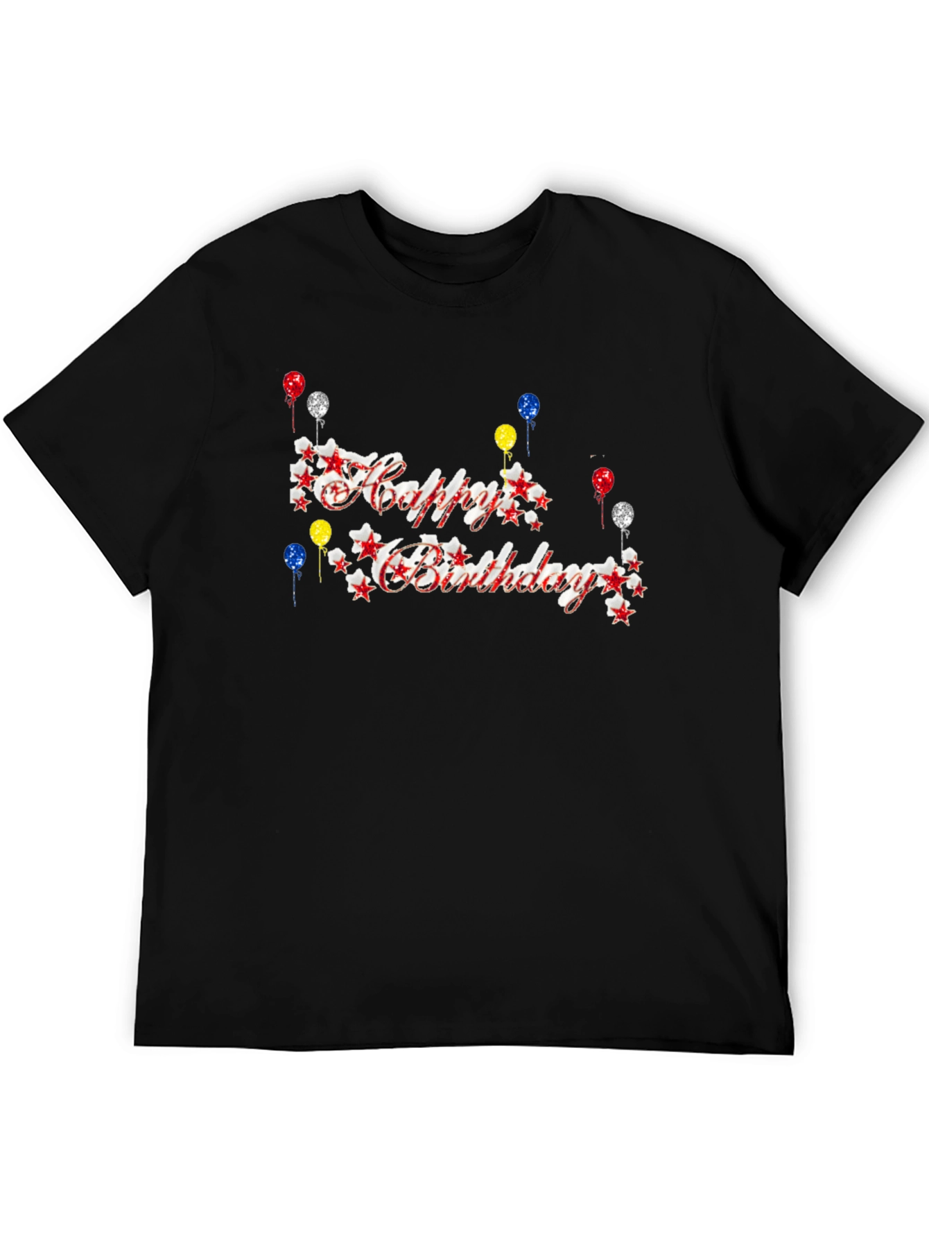 Black Happy Birthday Graphic Print Black T-Shirt view 5