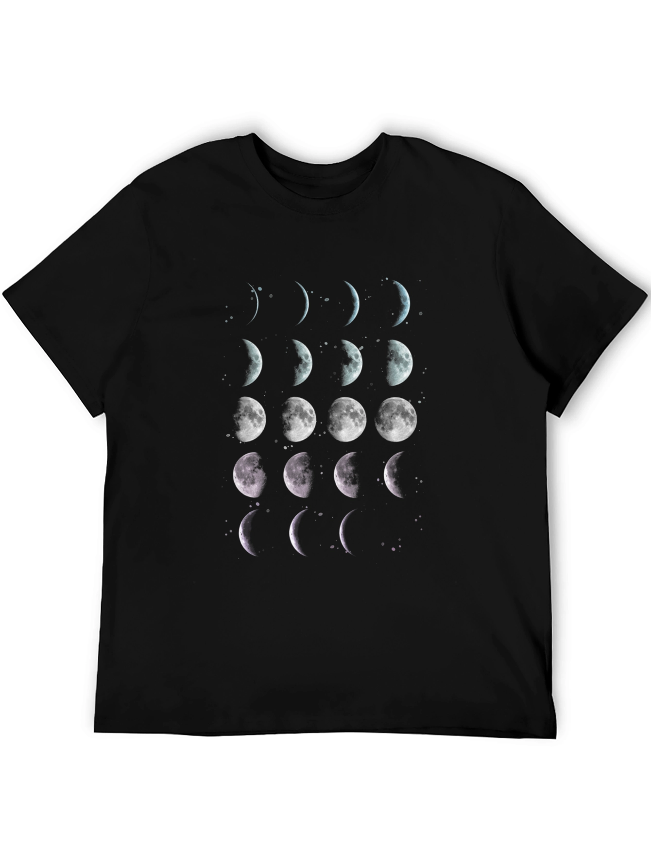 Black Lunar Phases T-Shirt - Black Cotton Celestial Tee view 5