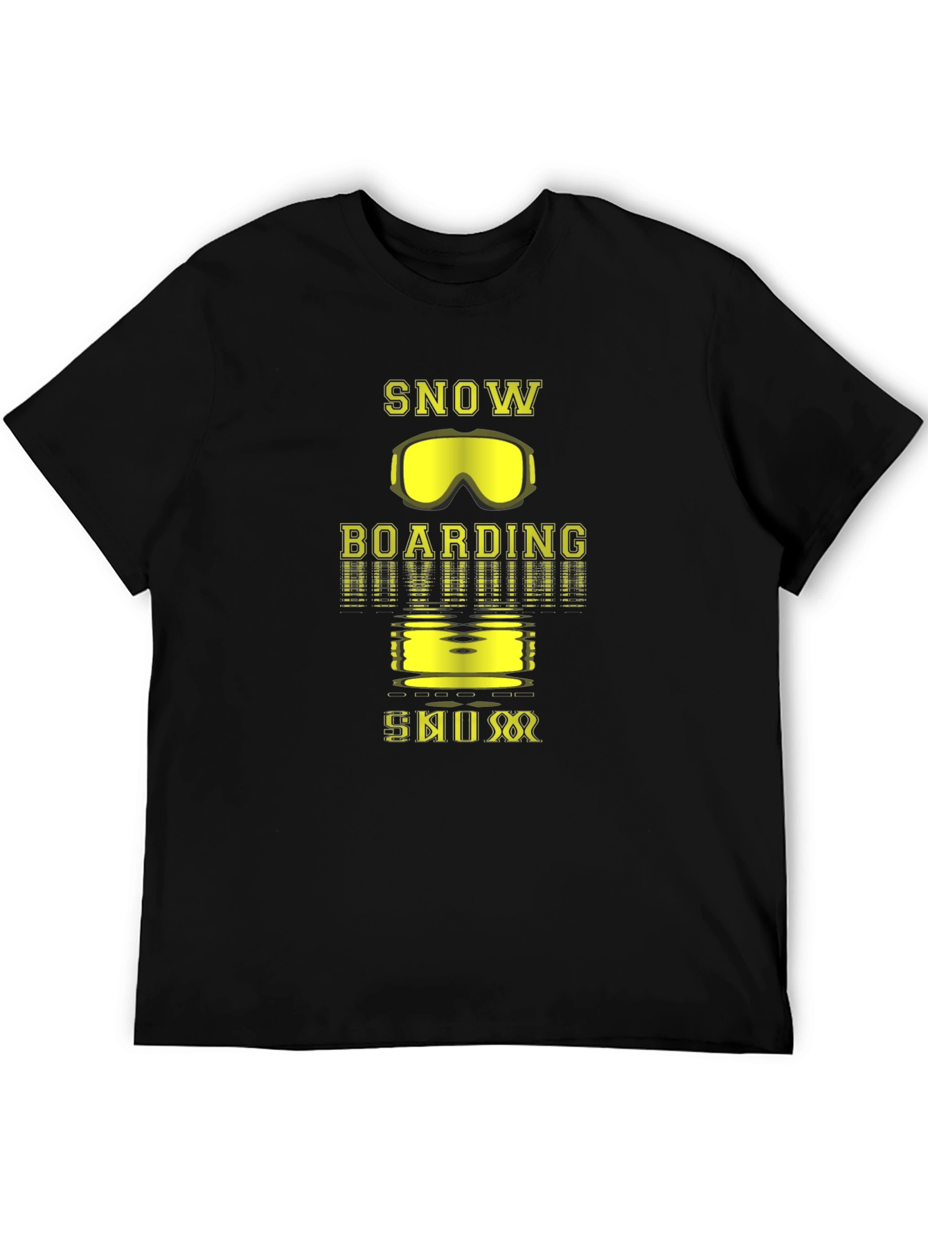 Black Snowboarding Graphic Tee - Black Cotton T-Shirt view 5