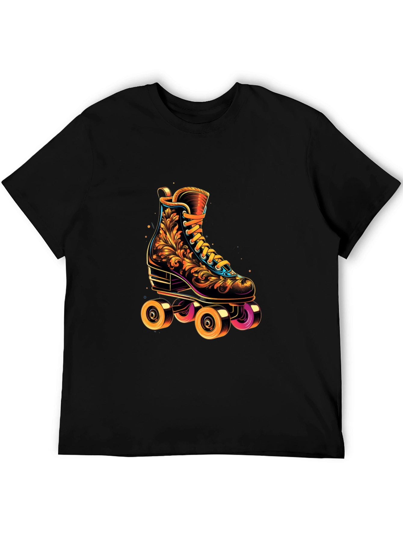 Black Retro Roller Skate T-Shirt - Vintage Design view 5