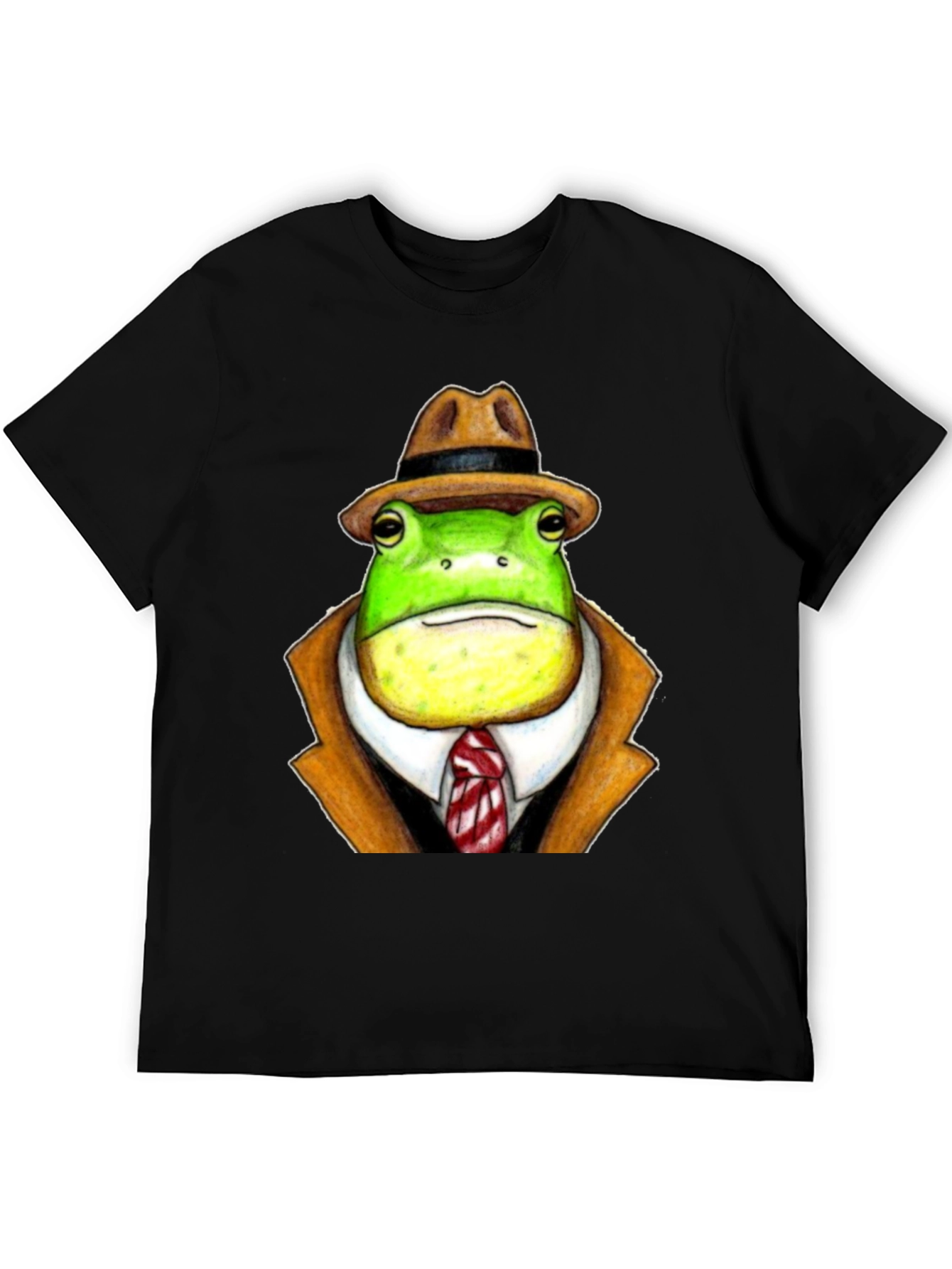 Black Frog Detective T-Shirt - Funny Cartoon Animal Tee view 5