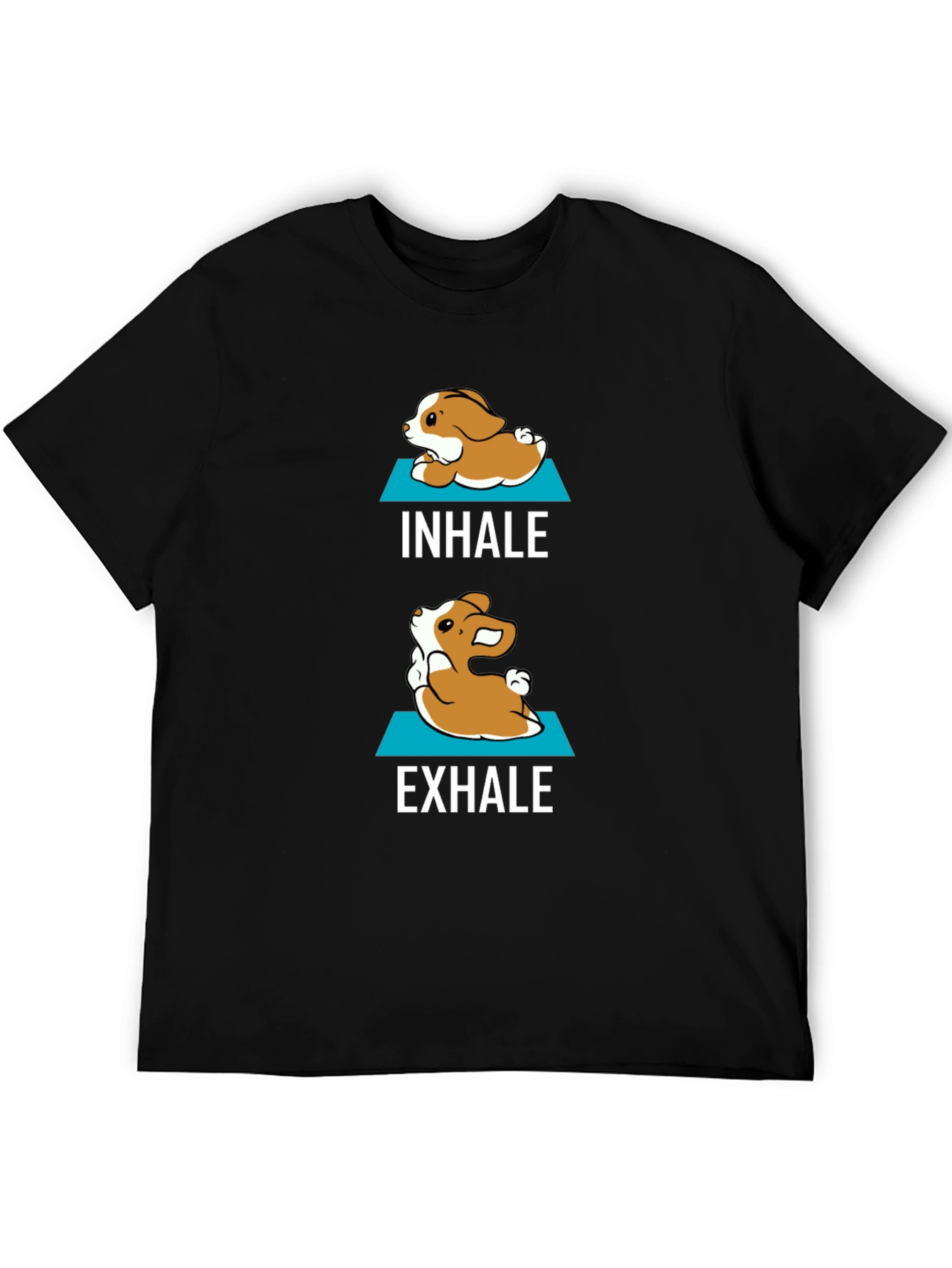 Black Inhale Exhale Yoga Dog Graphic Tee - Men's Black T-Shirt view 5
