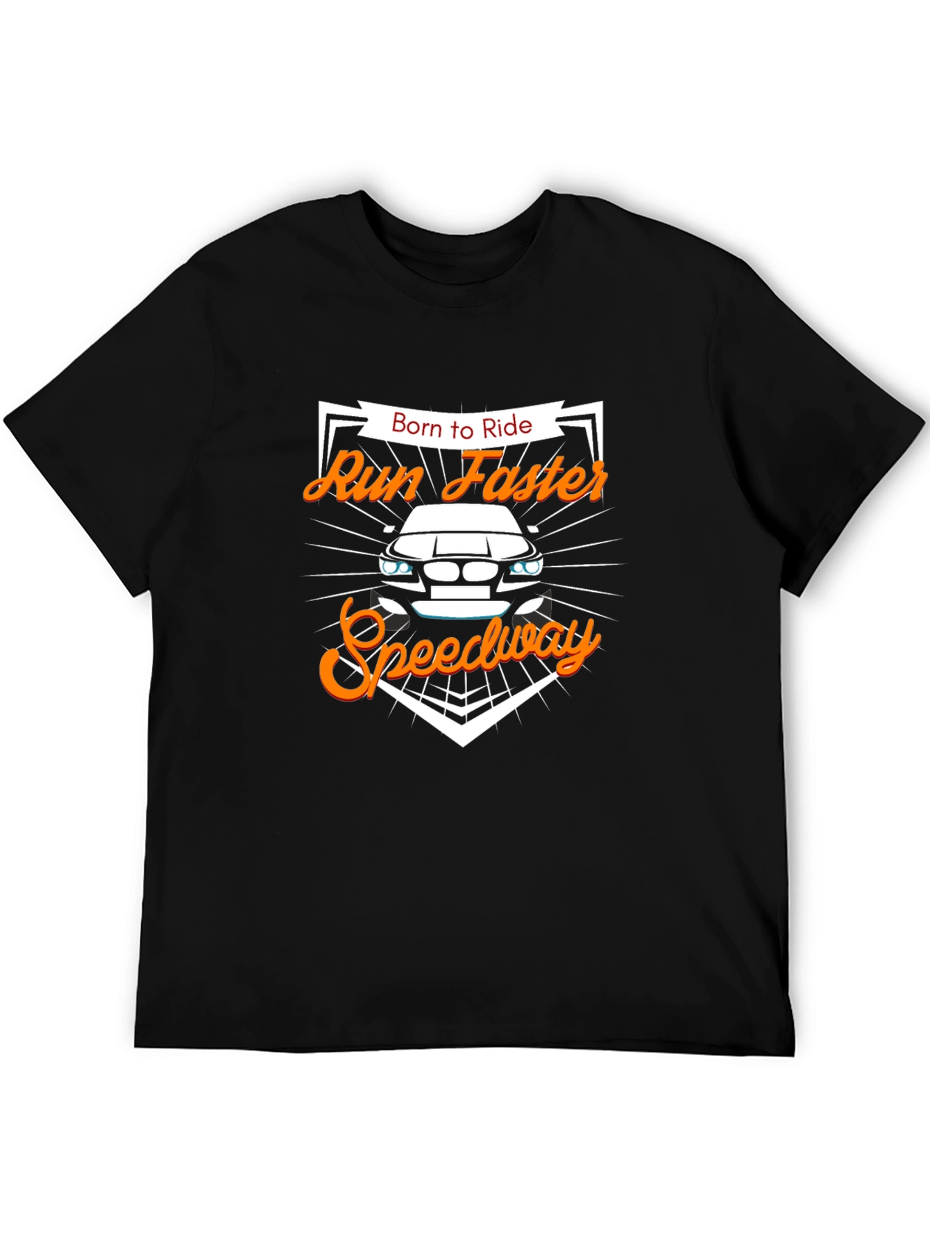 Black Born to Ride Run Faster Speedway Black T-Shirt view 5