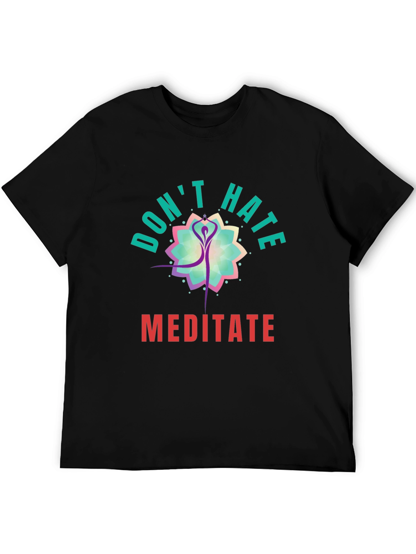 Black Don't Hate Meditate Black Graphic Tee view 5