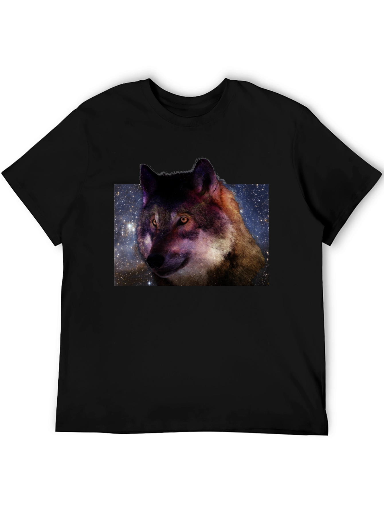 Black Galaxy Wolf Graphic Tee view 5