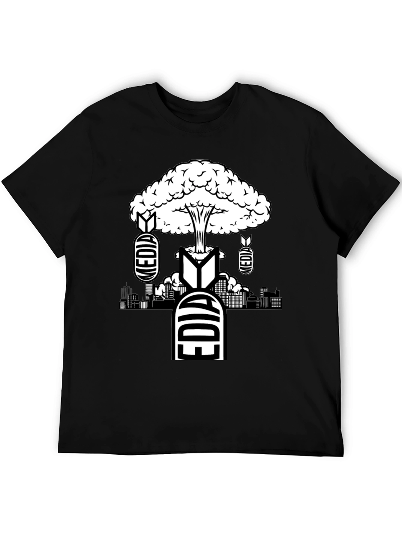 Black Media Explosion Graphic Tee - Black Cotton Blend view 5