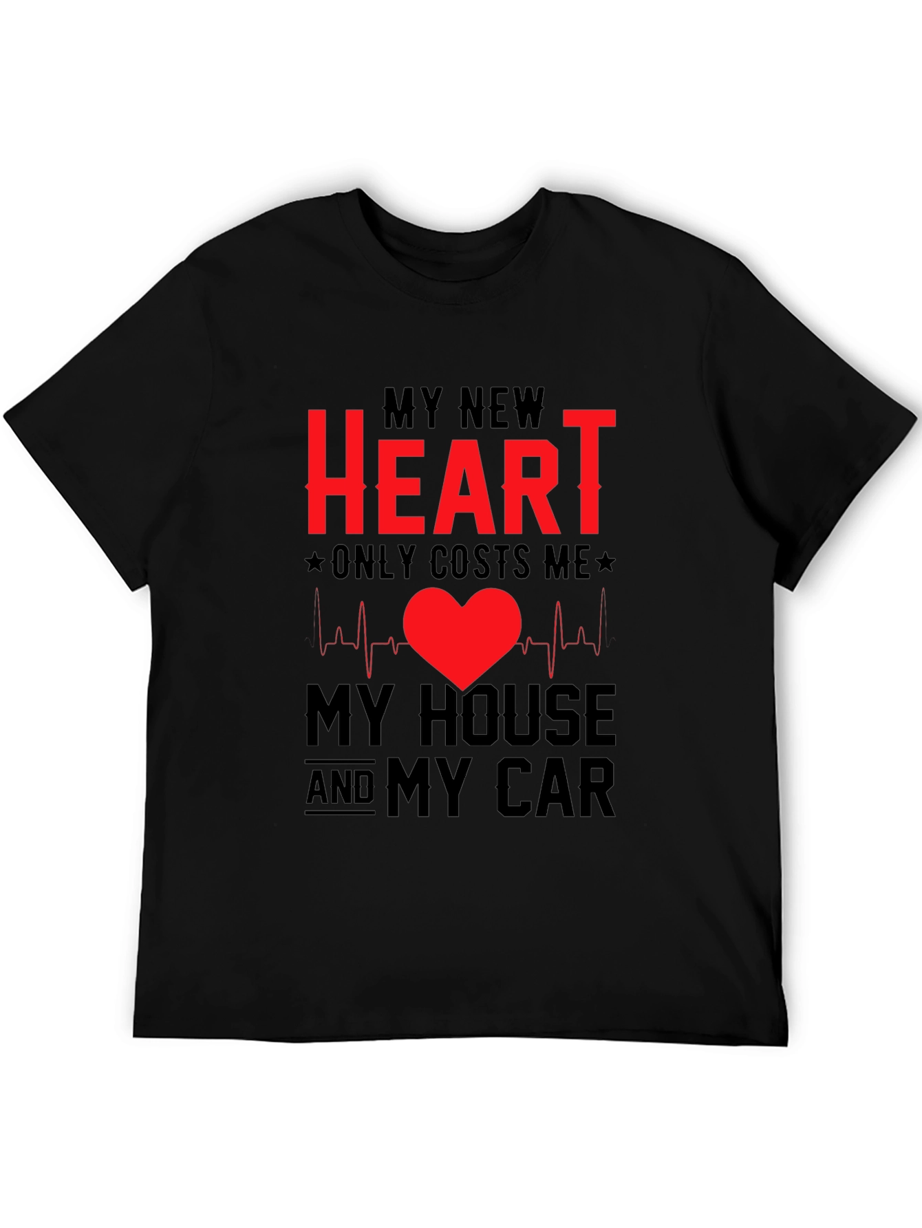 Black My New Heart Funny T-Shirt view 5