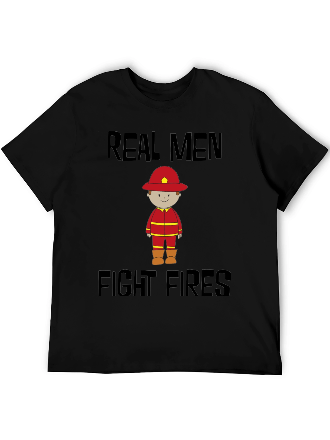 Black Real Men Fight Fires Graphic Tee view 5