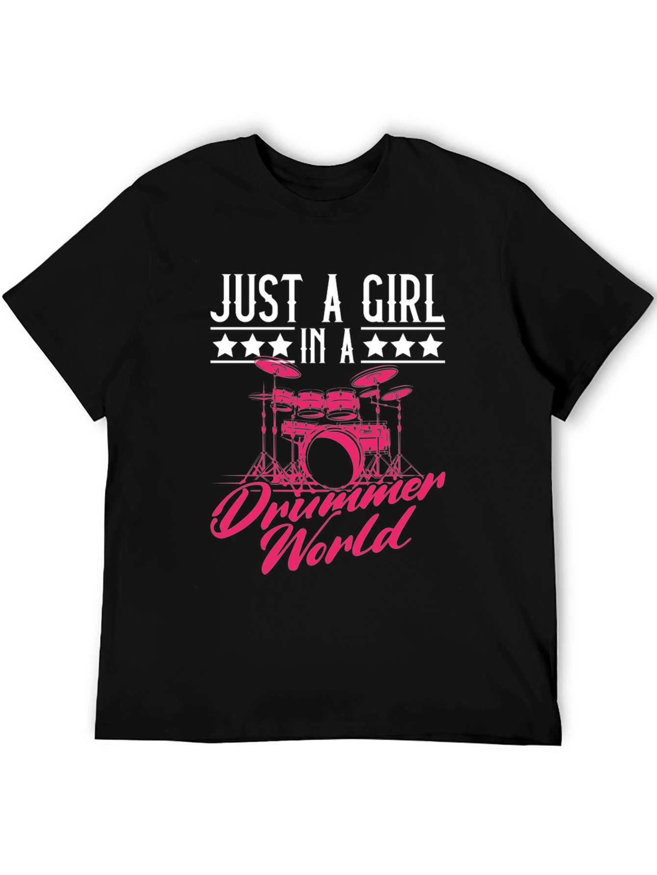Black Just a Girl in a Drummer World Graphic T-Shirt view 5
