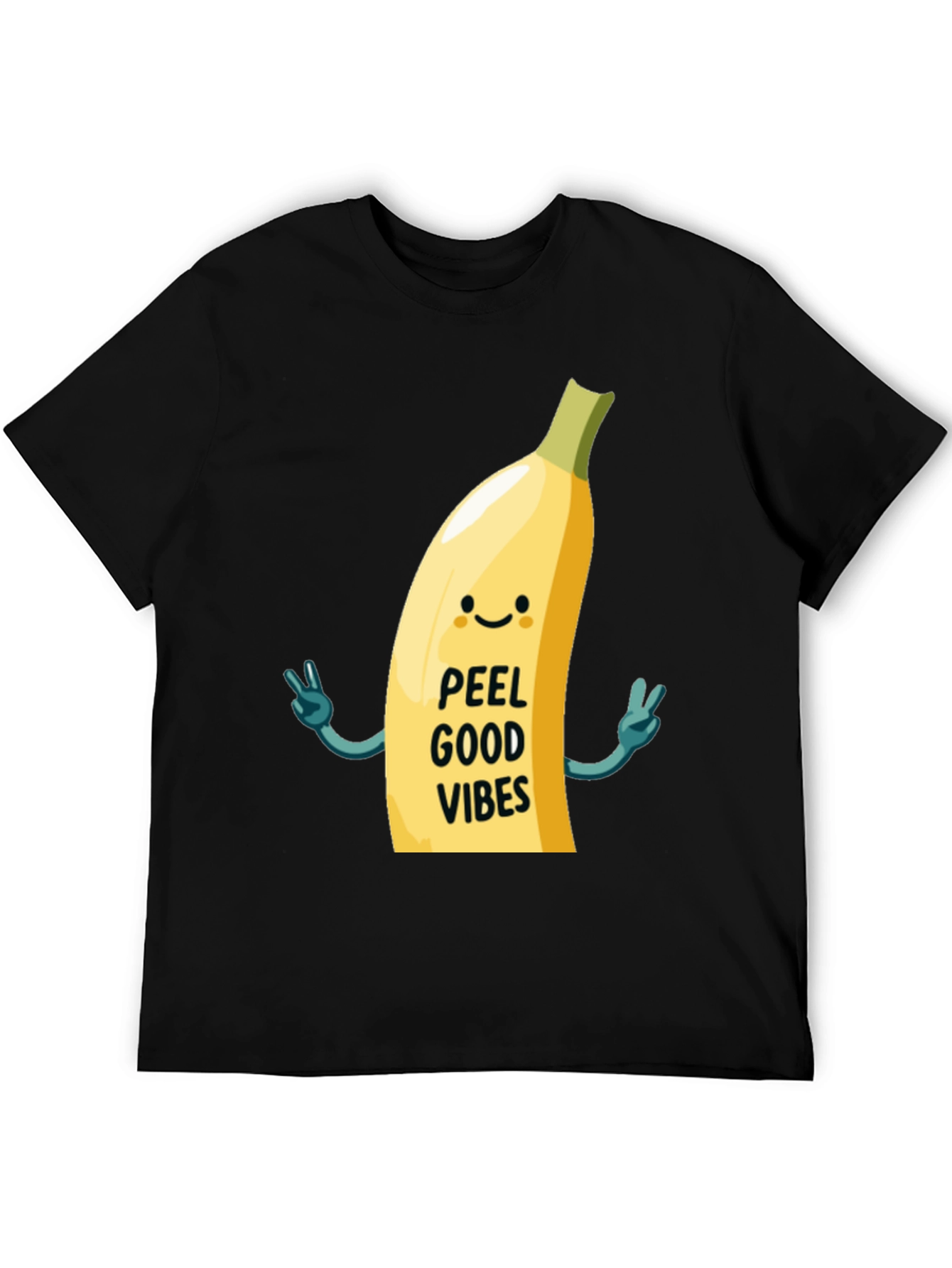 Black Peel Good Vibes T-Shirt - Funny Banana Graphic Tee view 5