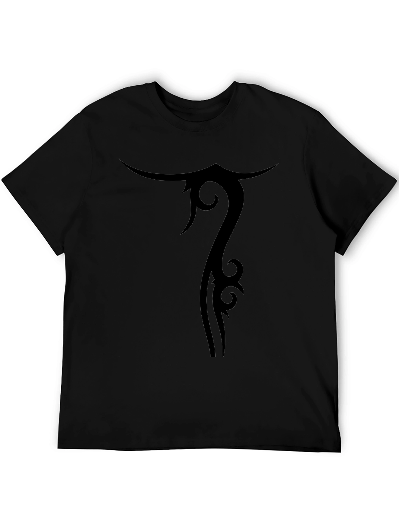 Black Tribal Design Black T-Shirt view 5