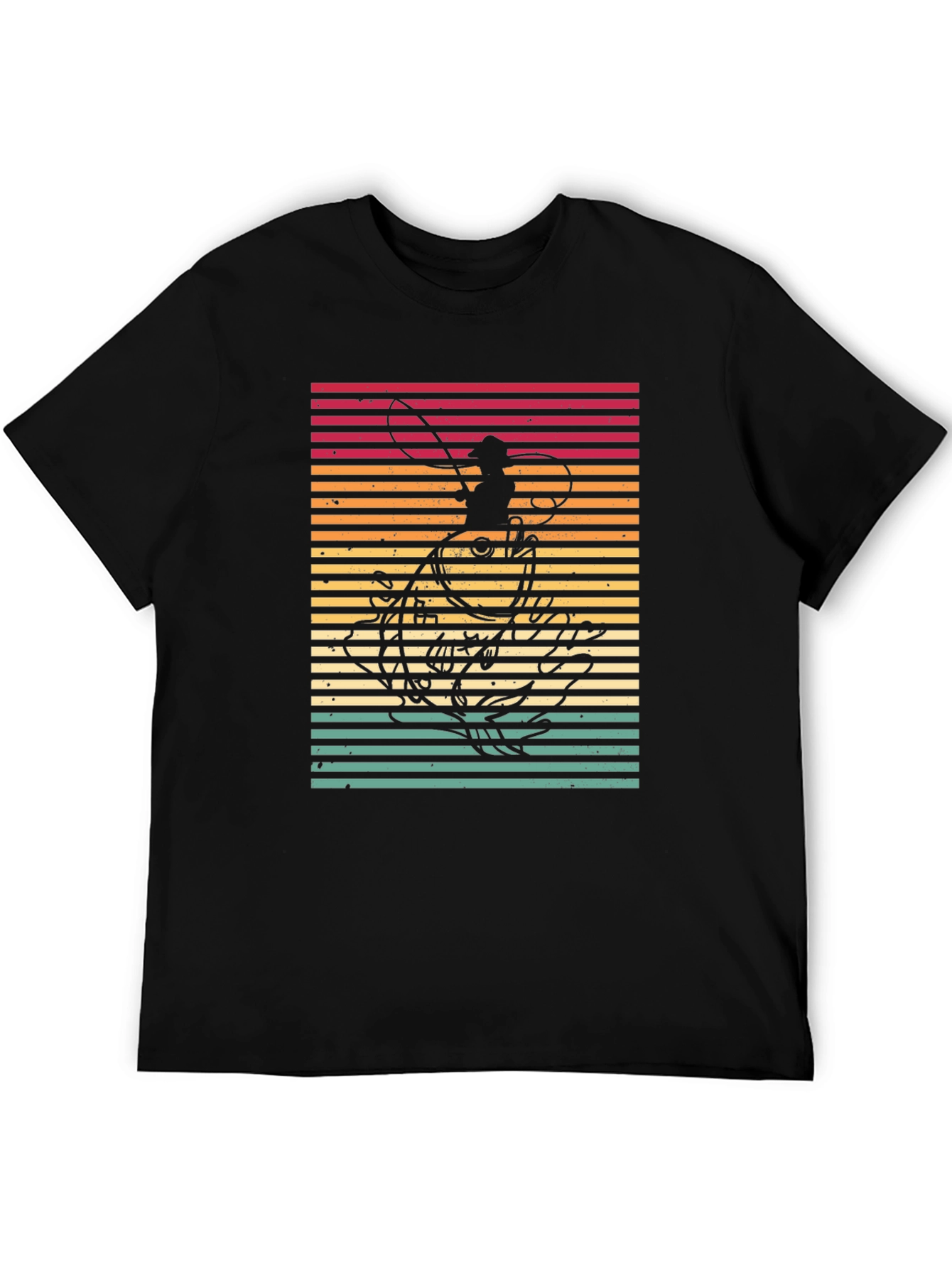 Black Retro Fishing T-Shirt - Fisherman Octopus Design view 5