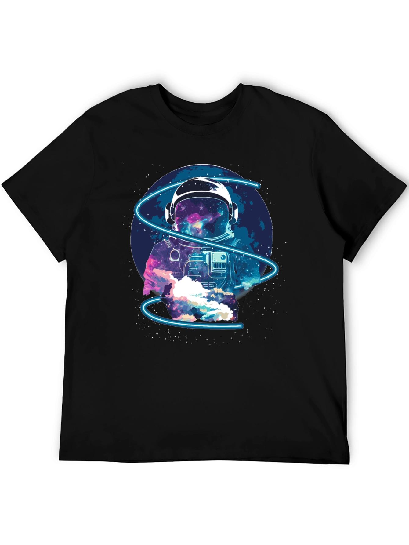 Black Astronaut Space Graphic T-Shirt view 5