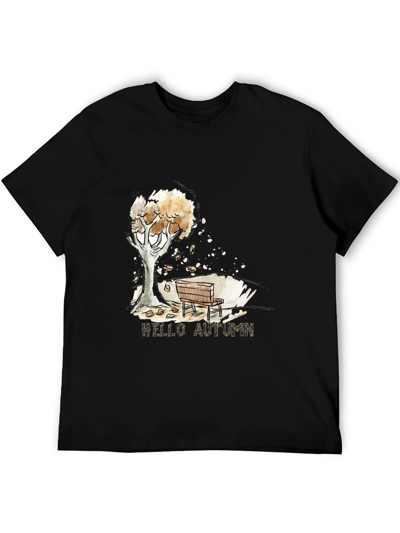Black Autumn Scene Black Graphic T-Shirt view 5