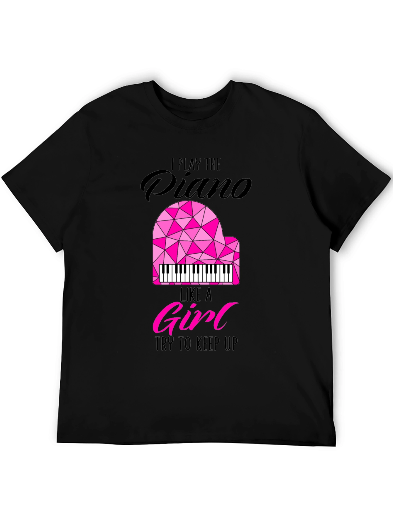 Black I Play Piano Like A Girl Graphic Tee view 5