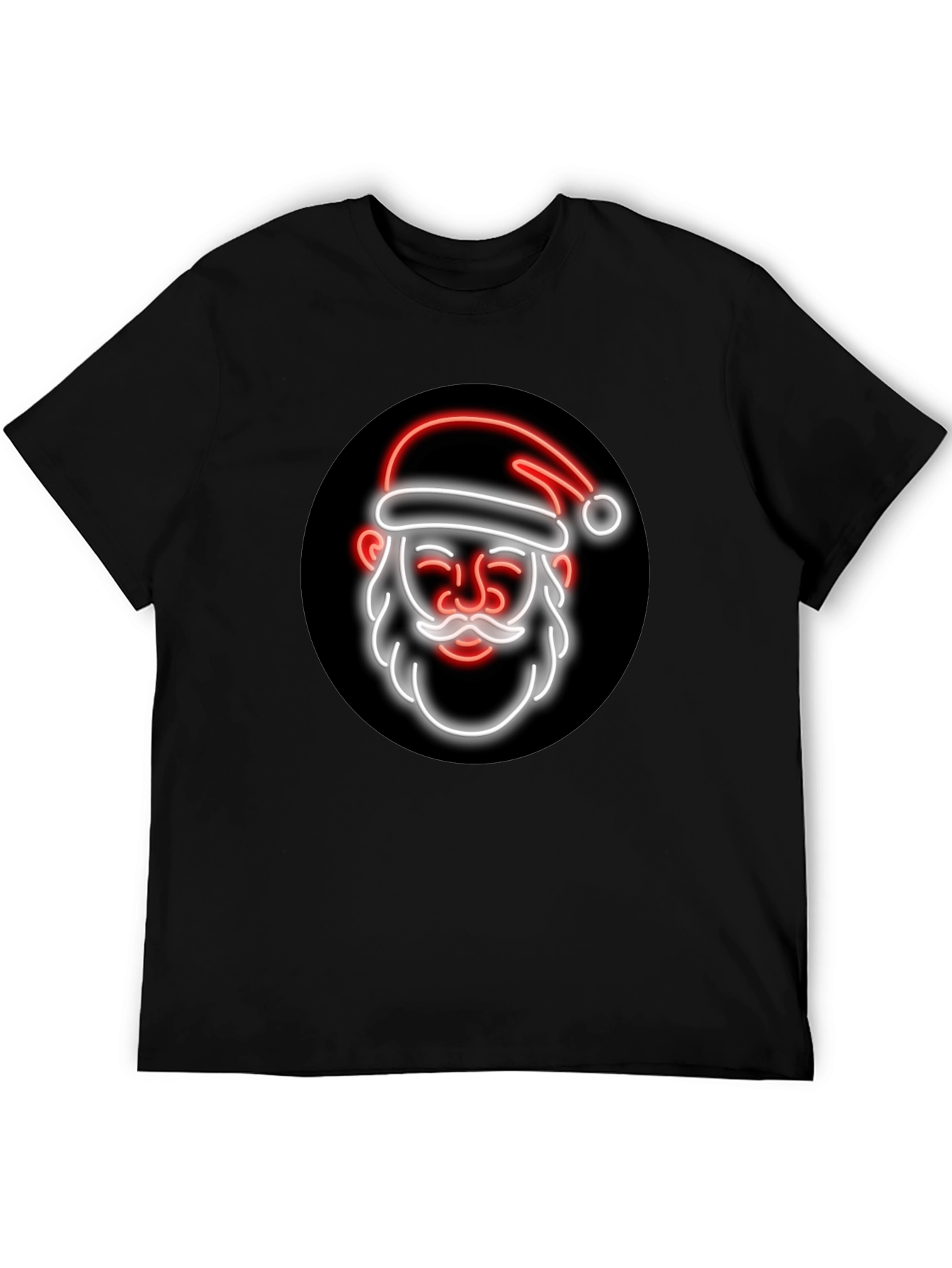 Black Neon Santa Graphic Tee - Black Holiday T-Shirt view 5
