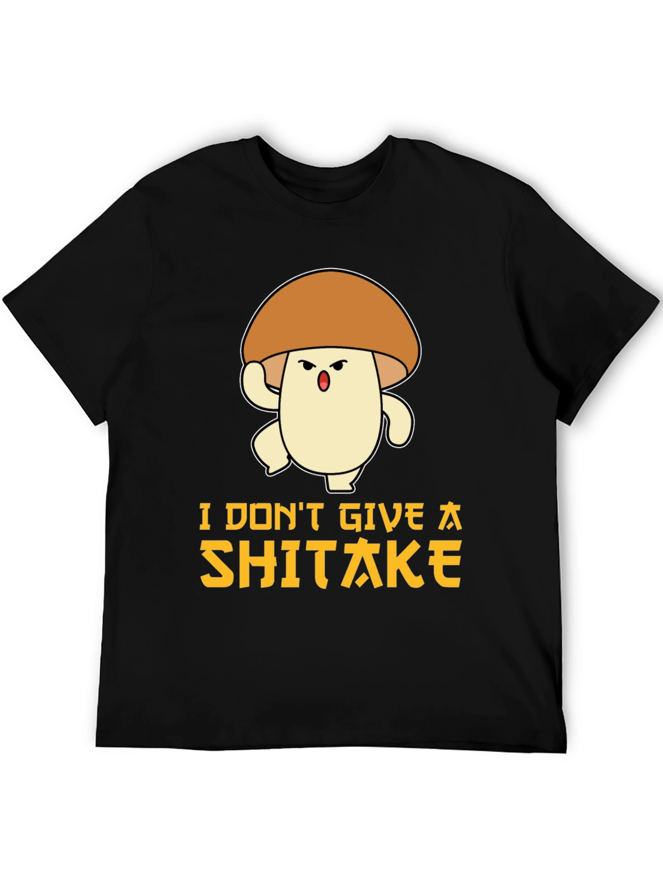 Black Funny Mushroom T-Shirt: I Don't Give A Shiitake view 5