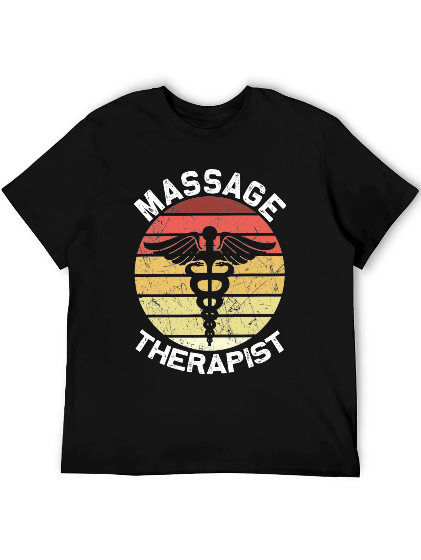 Black Massage Therapist T-Shirt Retro Style Black Tee view 5
