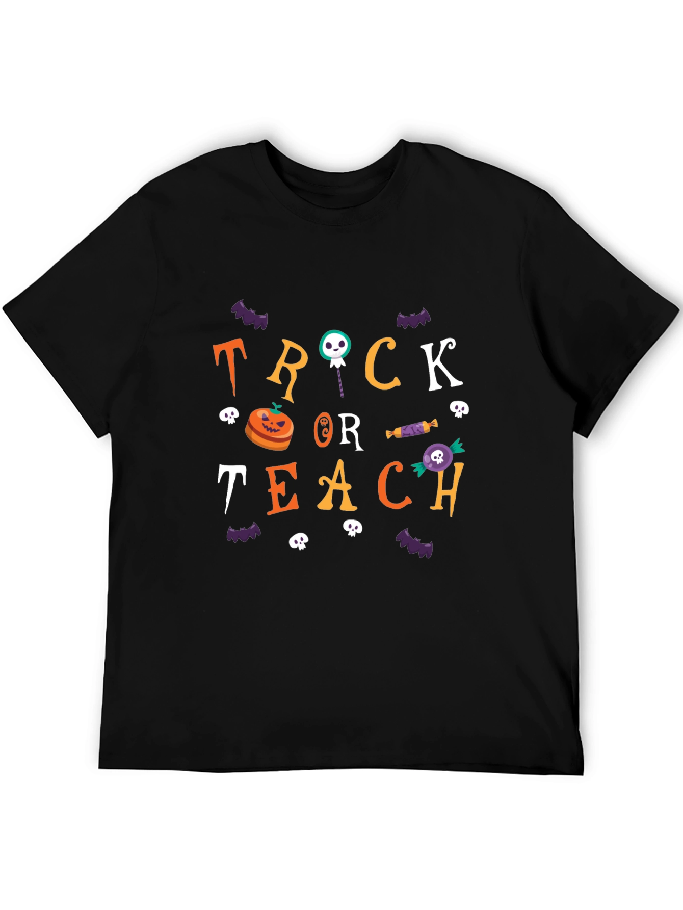 Black Trick or Teach Halloween T-Shirt view 5