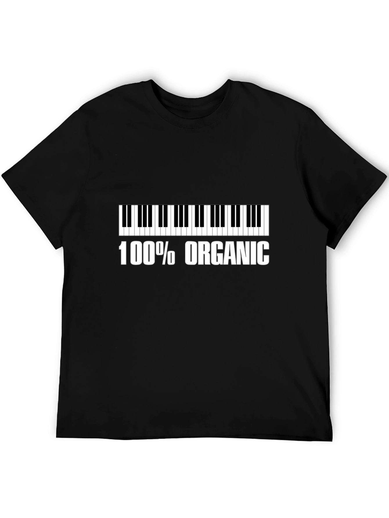 Black 100% Organic Piano Keyboard T-Shirt view 5