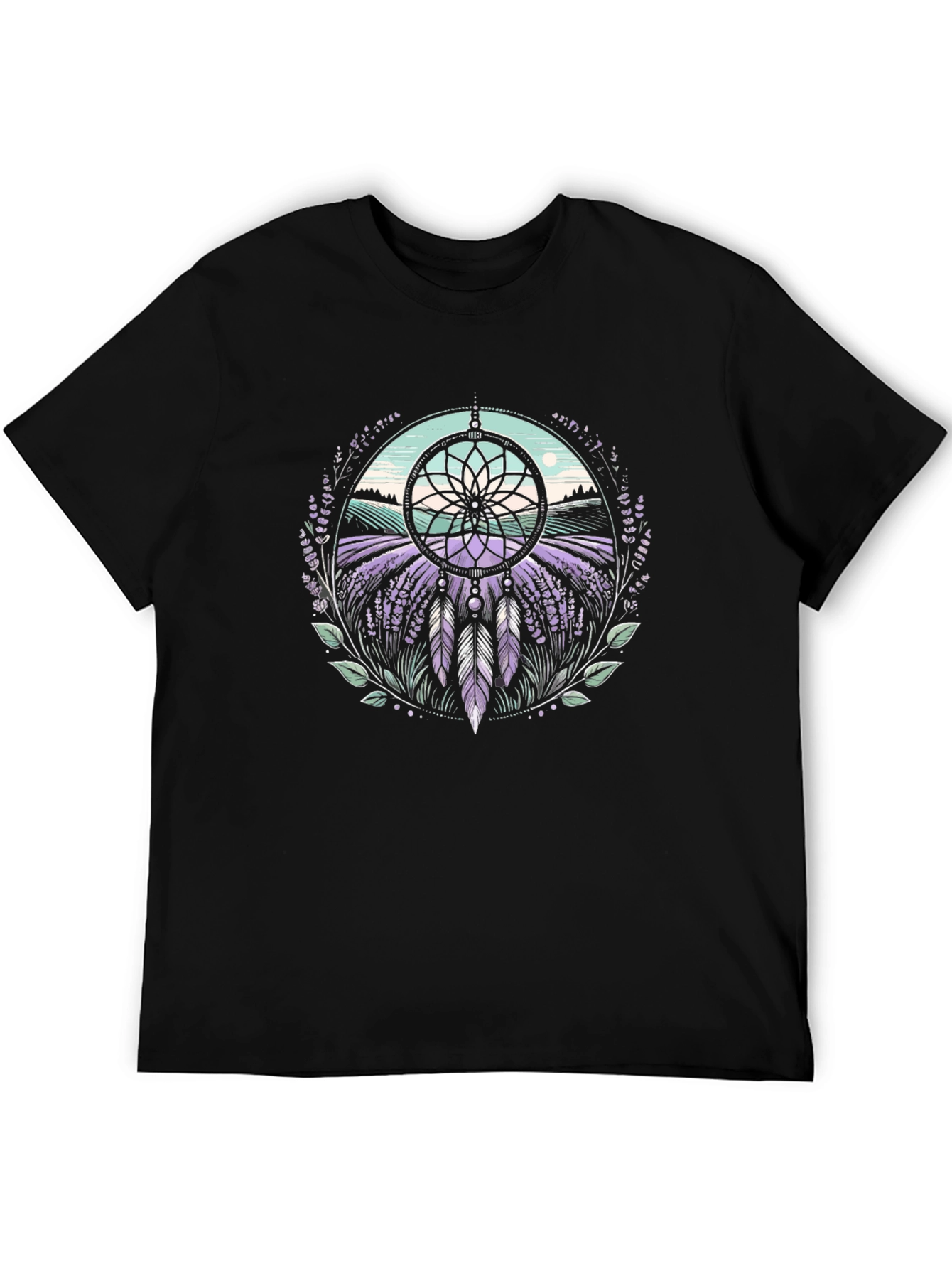 Black Dreamcatcher Lavender Field Graphic Tee view 5
