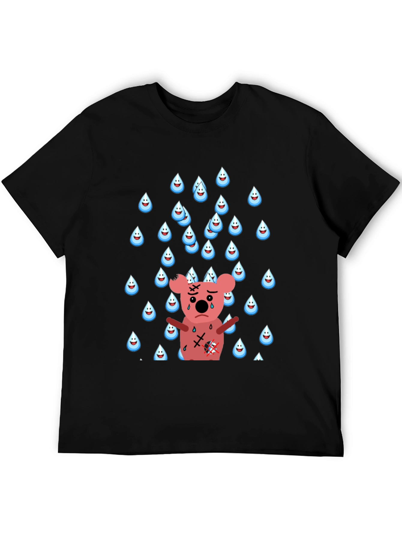 Black Sad Koala T-Shirt - Rainy Day Graphic Tee view 5