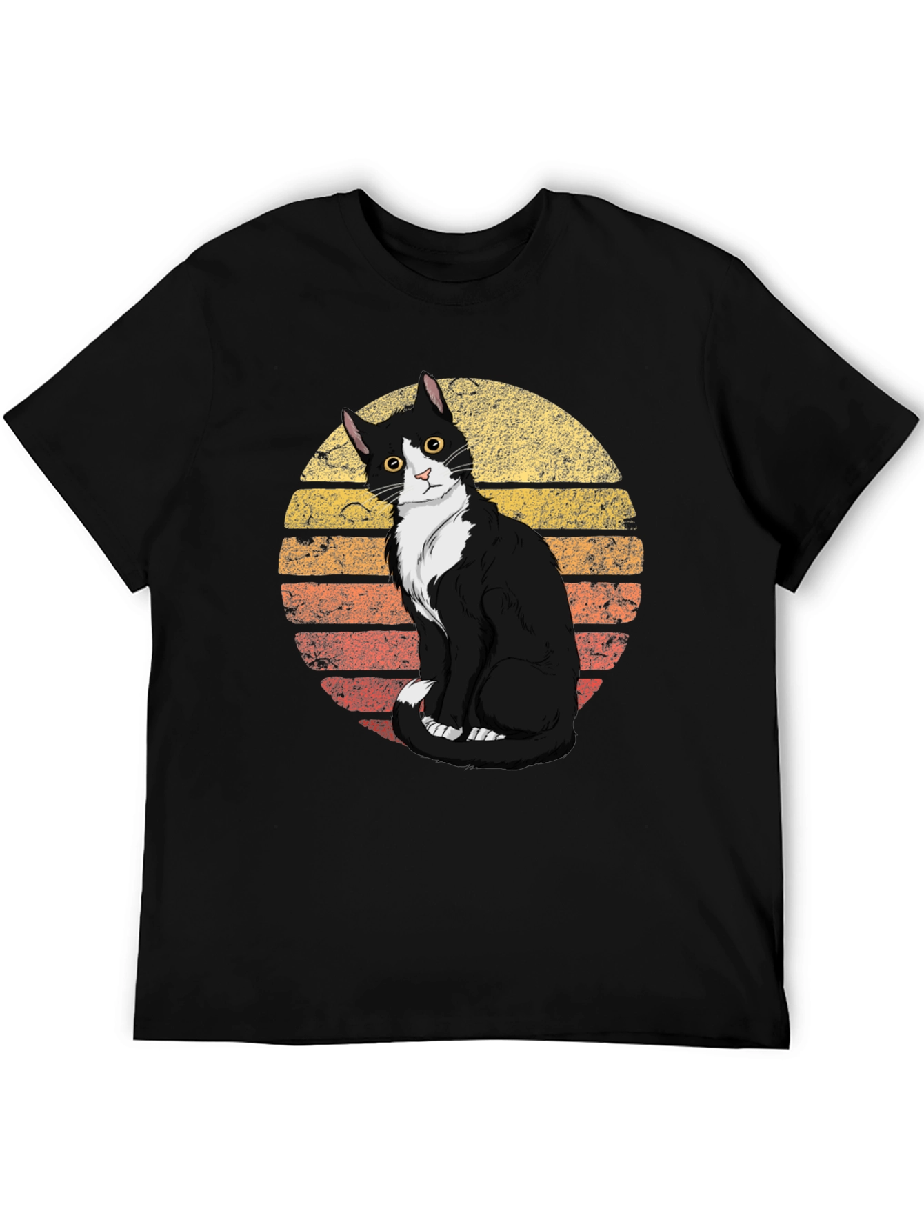 Black Retro Cat Graphic Tee - Black view 5