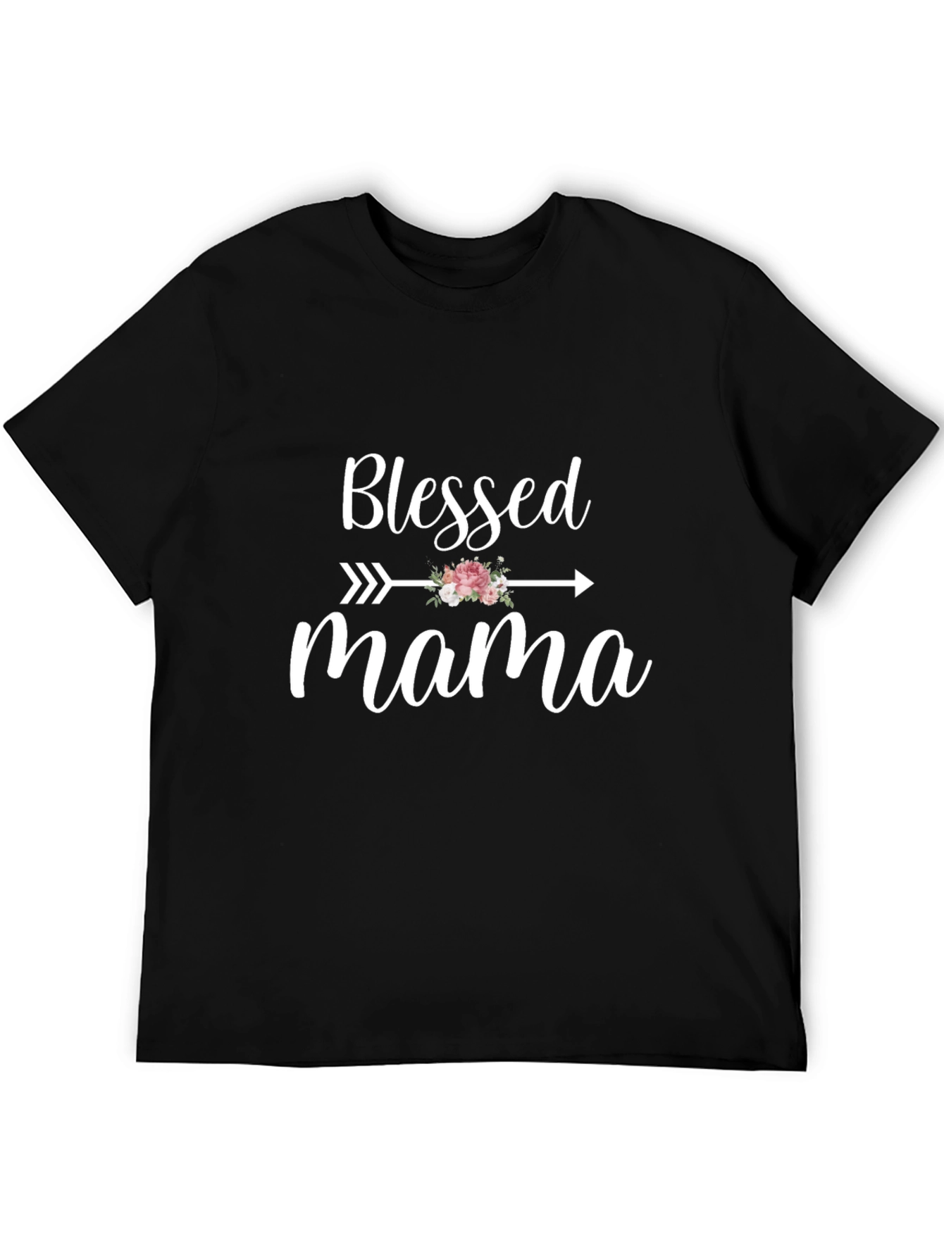 Black Blessed Mama Graphic Tee - Cute Mothers Day Shirt view 5