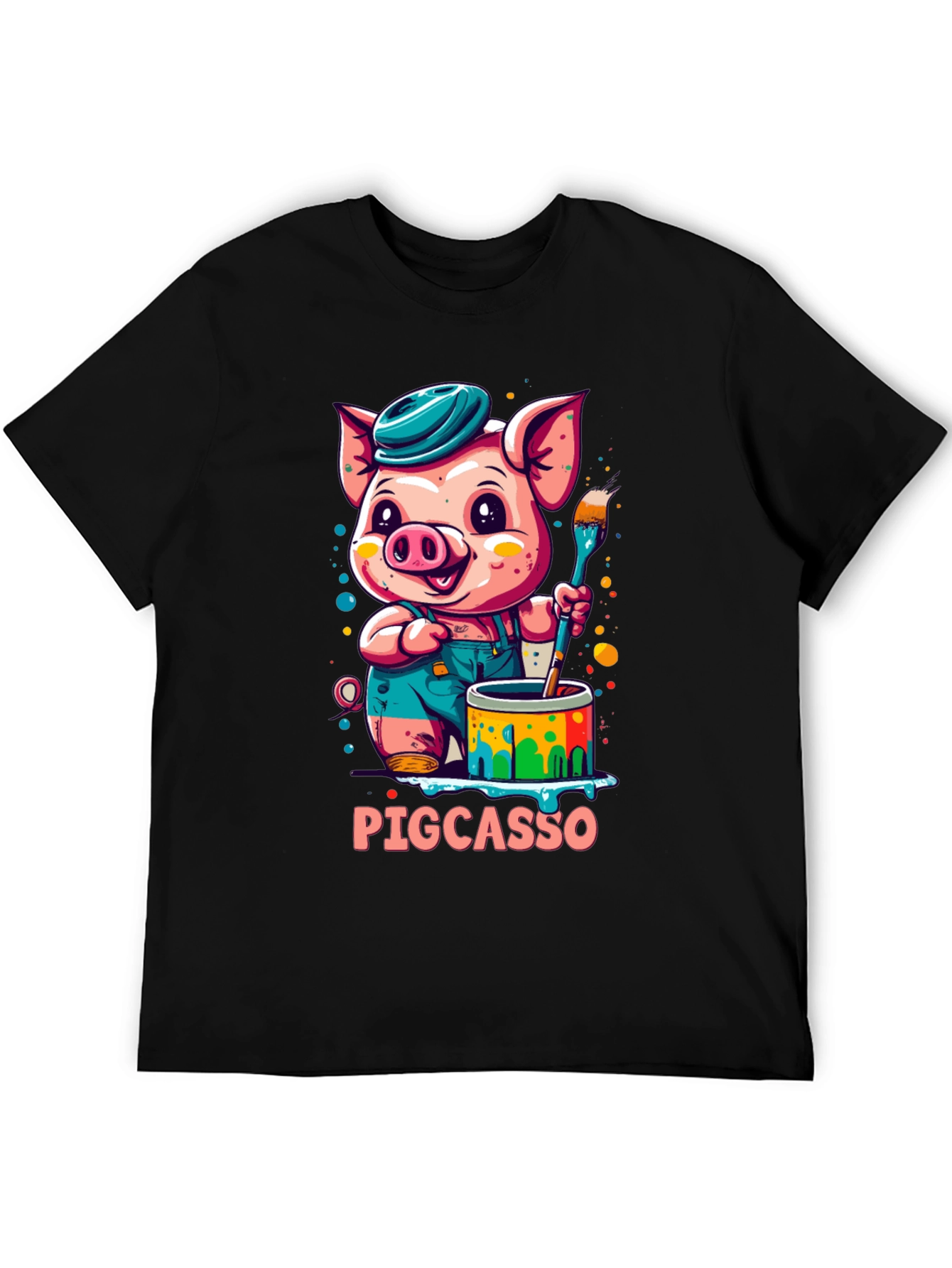 Black Pigcasso Artist Pig Graphic T-Shirt view 5